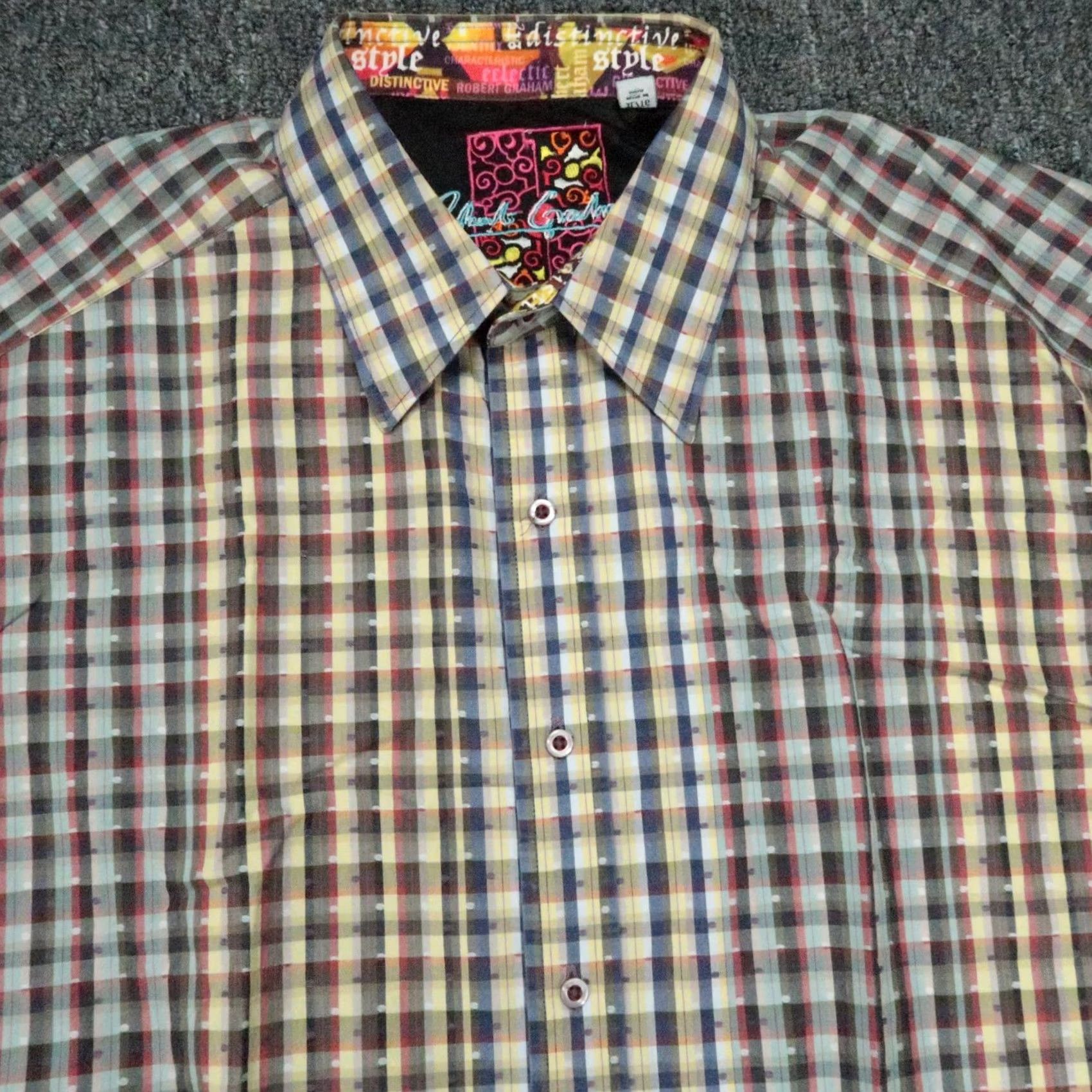 Robert Graham Robert Graham Shirt Mens XL Blue Yellow Multicolor Plaid Long Sleeve Button Size US XL / EU 56 / 4 - 2 Thumbnail