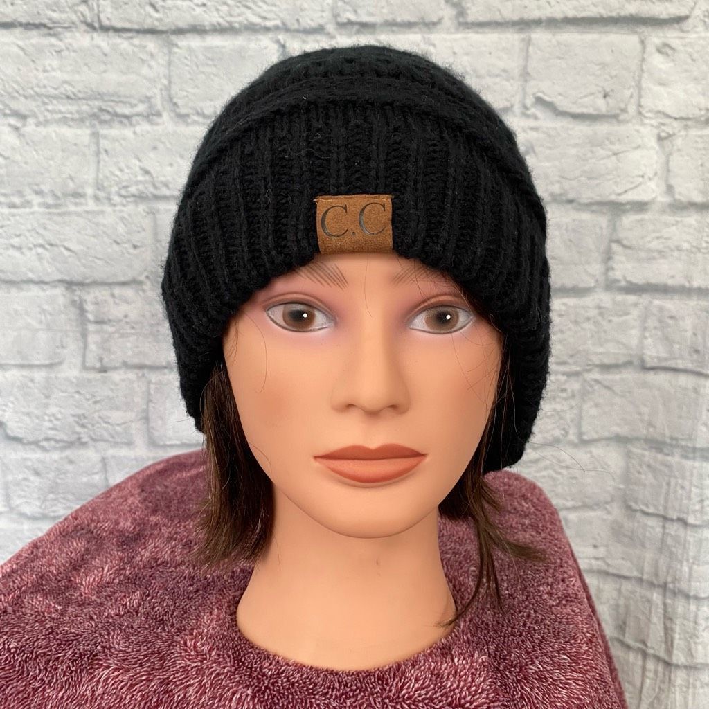 Other C.C. women OS winter beanie knit hat black Size ONE SIZE - 1 Thumbnail