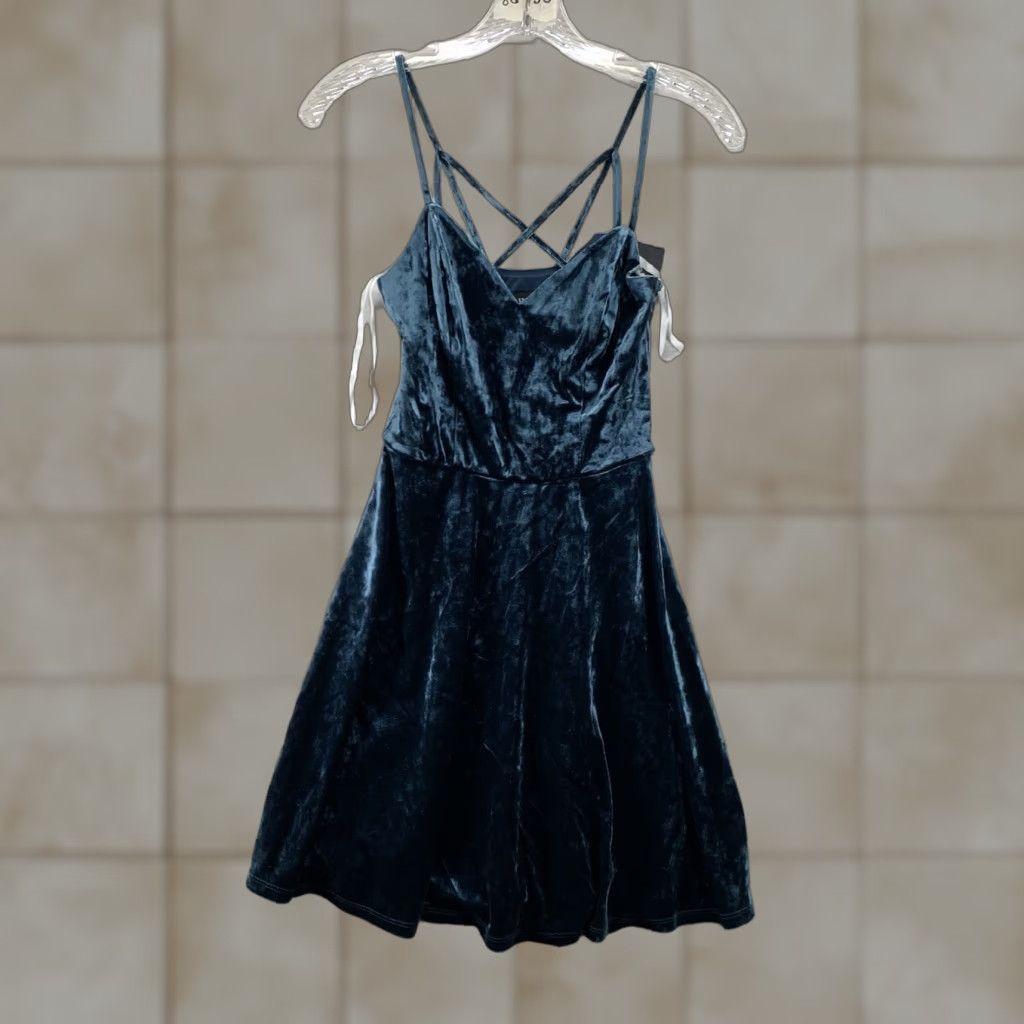 Vintage VINTAGE I.N. San Francisco Women Slip Dress 90's Velvet Dark Teal Y2K Small Stretch Size S / US 4 / IT 40 - 1 Thumbnail