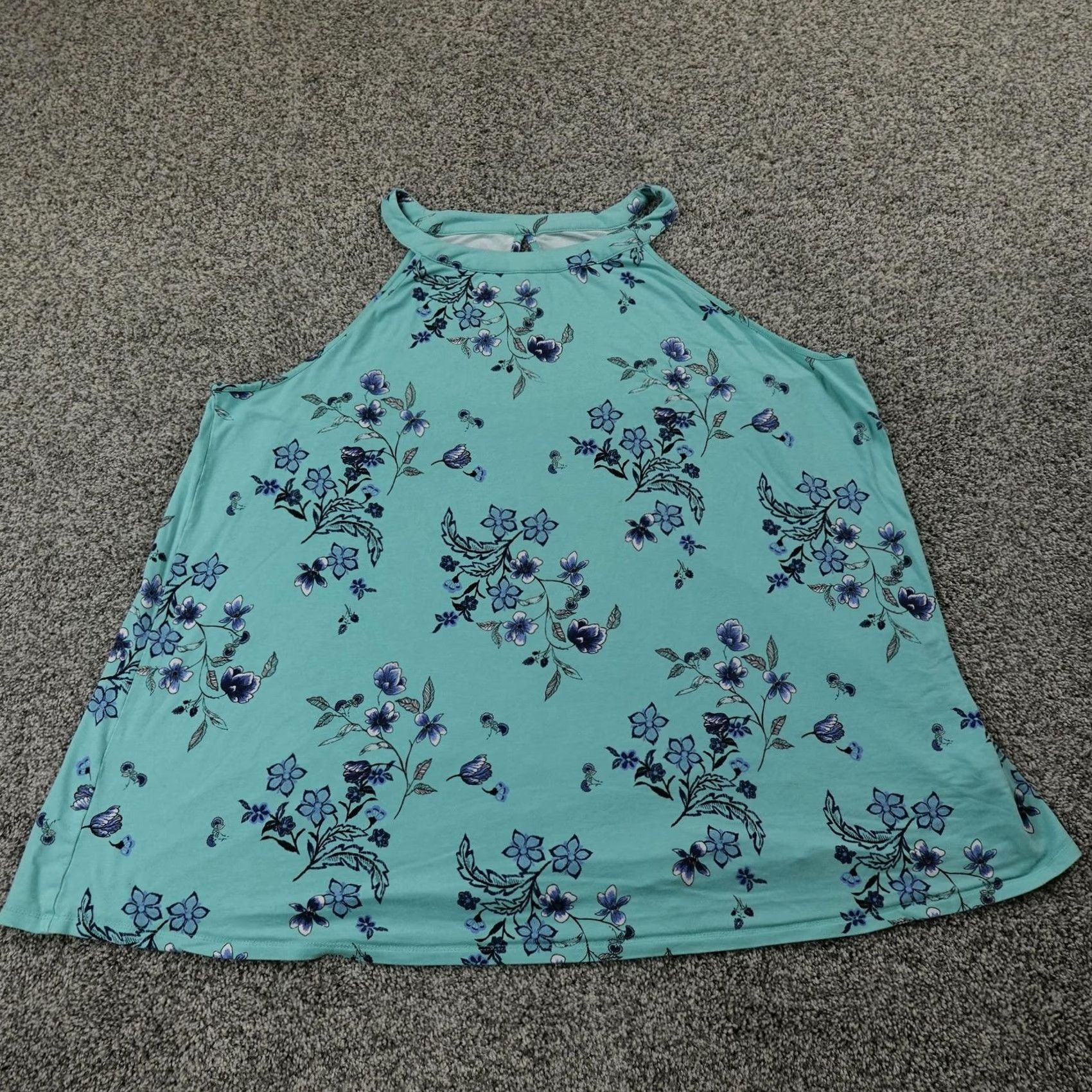 Torrid Torrid Tank Women 4 Blue Floral Sleeveless Halter Knit Tunic Top Size S / US 4 / IT 40 - 2 Thumbnail