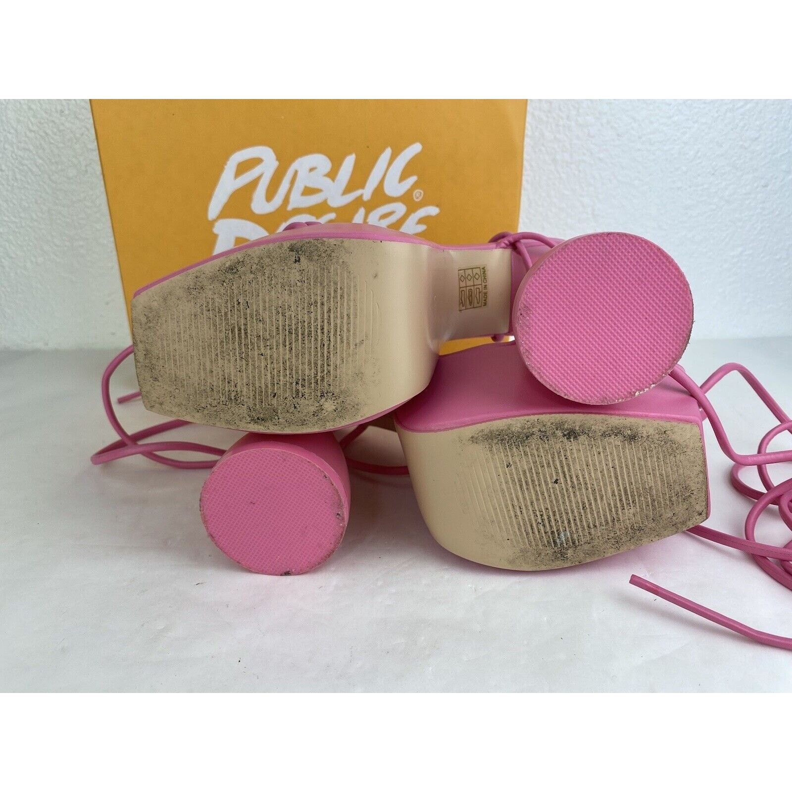 Other Public Desire Block Heels Shoes Pink Anabele Box Lace Up Size US 8 / IT 38 - 8 Thumbnail