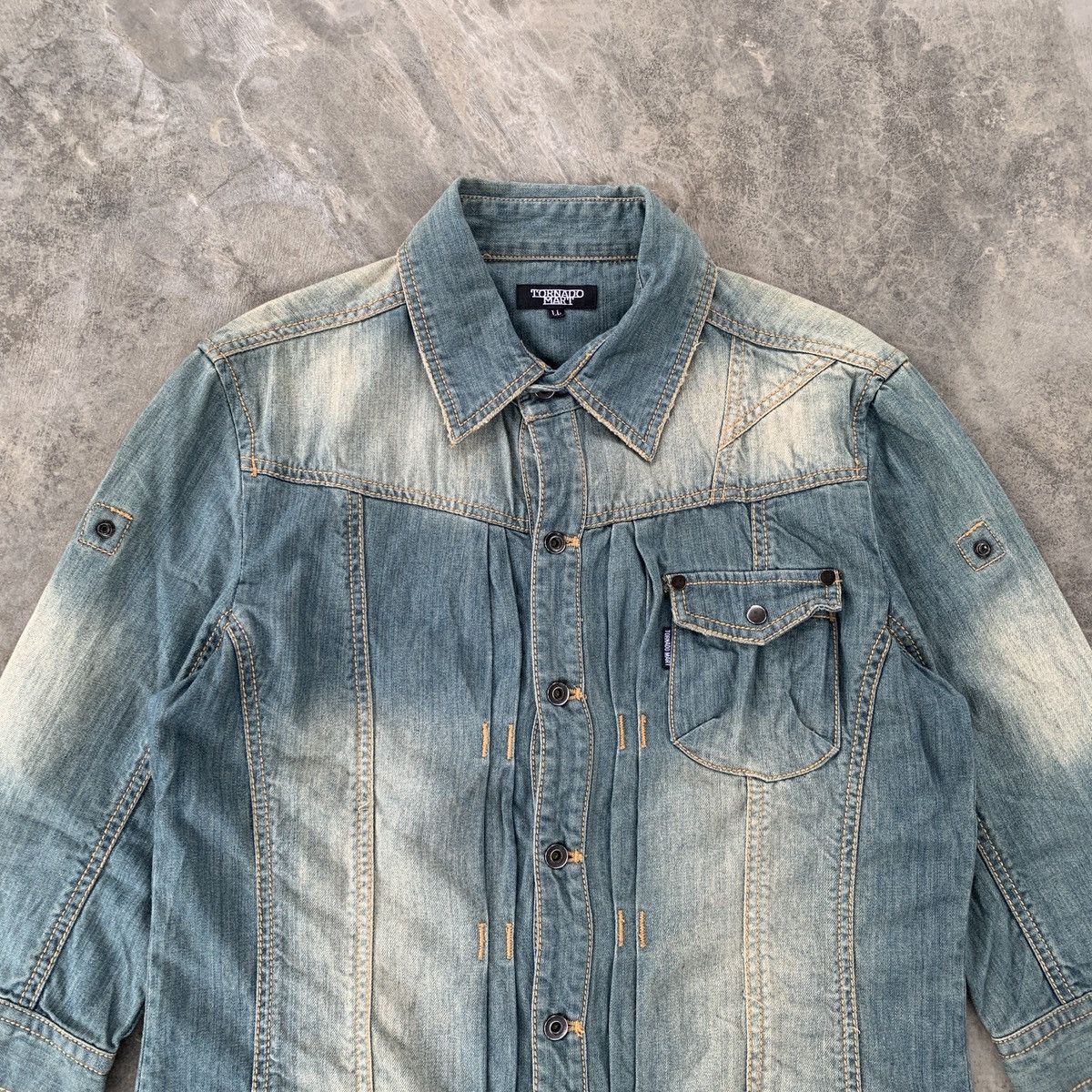 Tornado Mart Tornado Mart Mud Wash Roll Up Chambray Shirt Size US L / EU 52-54 / 3 - 3 Thumbnail
