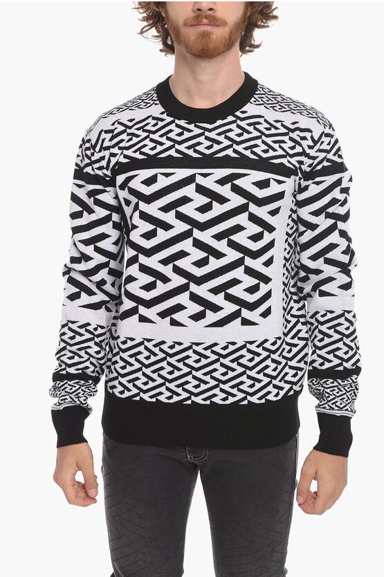 og1mm0524 Crewneck Wool Sweater in Black/White