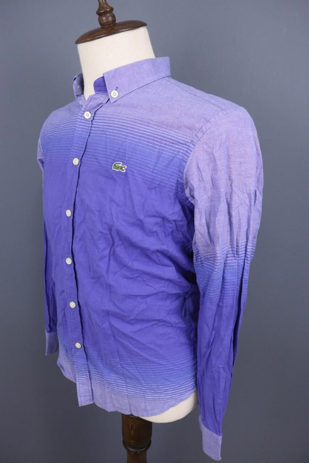 Lacoste Lacoste Slim Fit Regular Fit Blue Striped Up Shirt Size 43 Size US M / EU 48-50 / 2 - 6 Thumbnail
