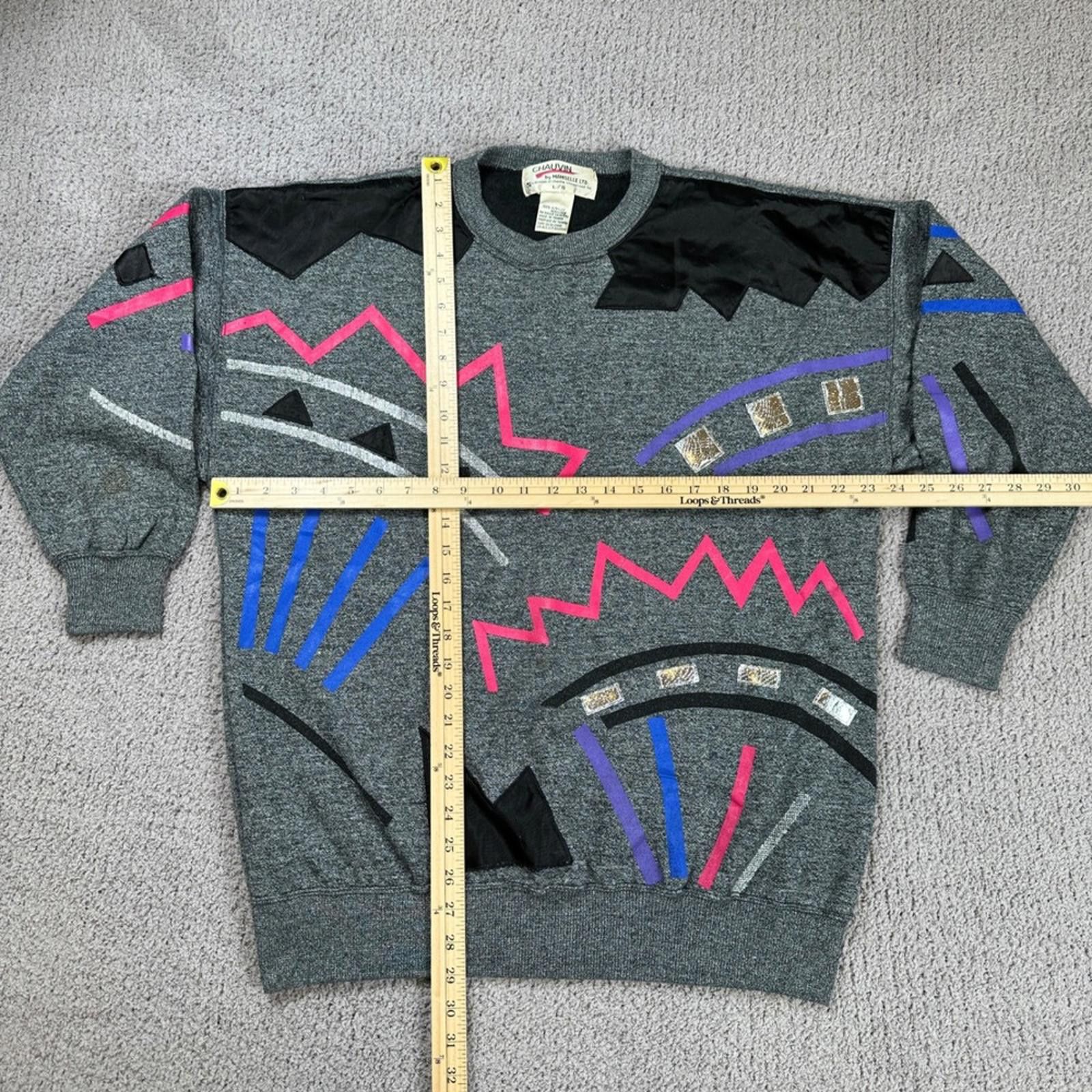 Other Vintage 80s 90s Abstract Graphic Sweatshirt Memphis Knit L Size US L / EU 52-54 / 3 - 2 Thumbnail