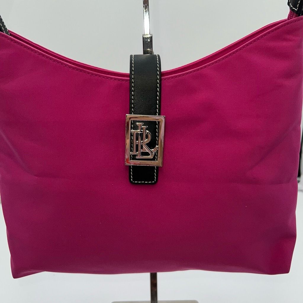 Lauren Ralph Lauren Ralph Lauren Hot Pink Thick Nylon And Leather Shoulder Bag Size ONE SIZE - 2 Thumbnail