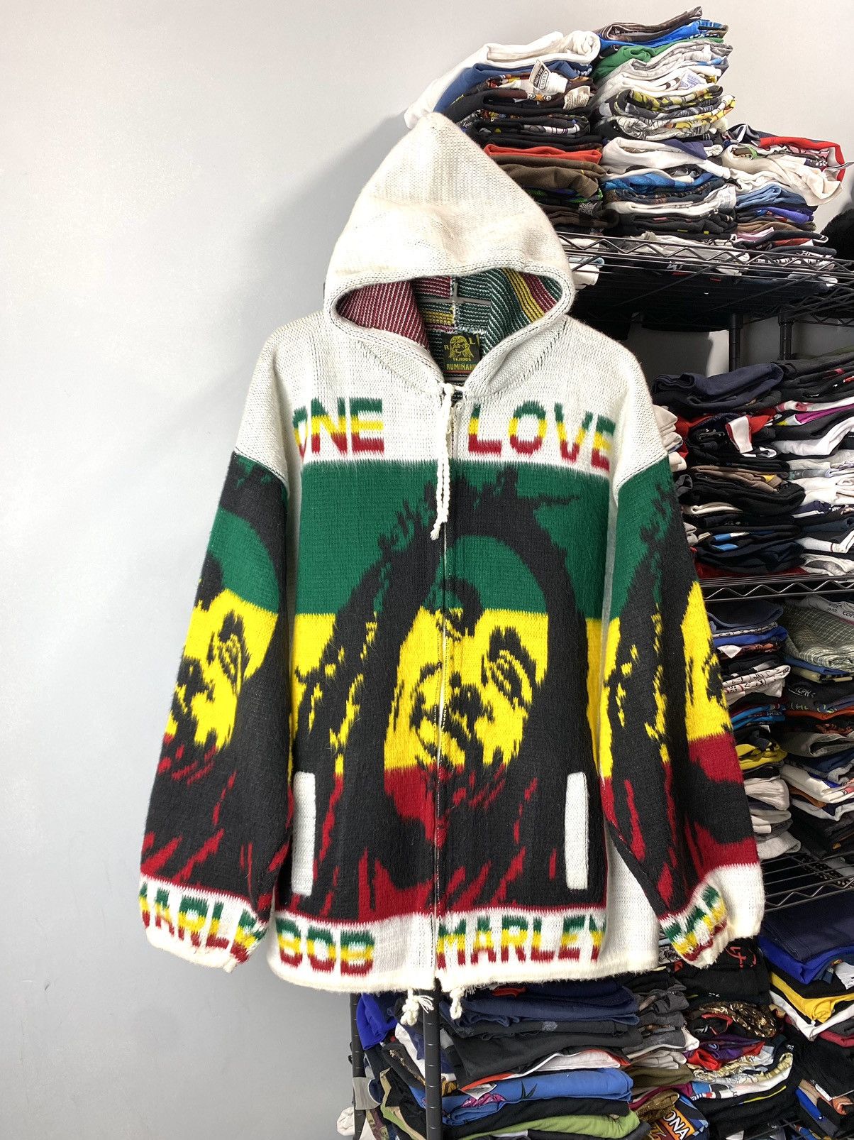 Bob Marley 💥Rare! Vintage Bob Marley Full Knit Heavy Hoodie Jacket Size US L / EU 52-54 / 3 - 1 Thumbnail