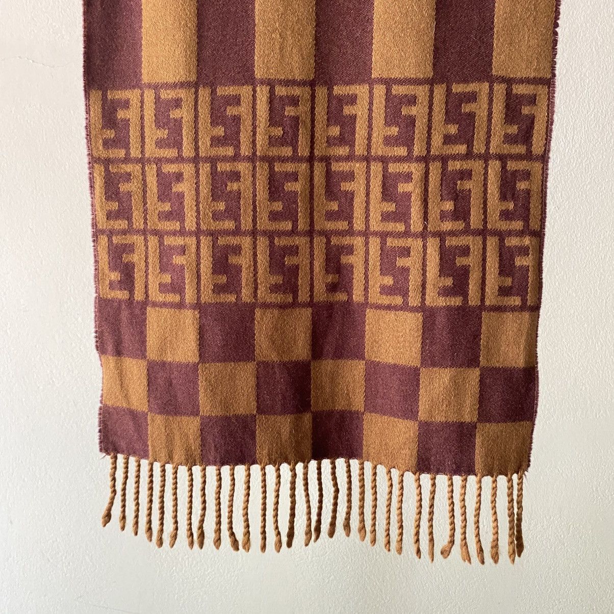 Fendi FENDI Monogram Scarf in Brown & Maroon Size ONE SIZE - 6 Thumbnail