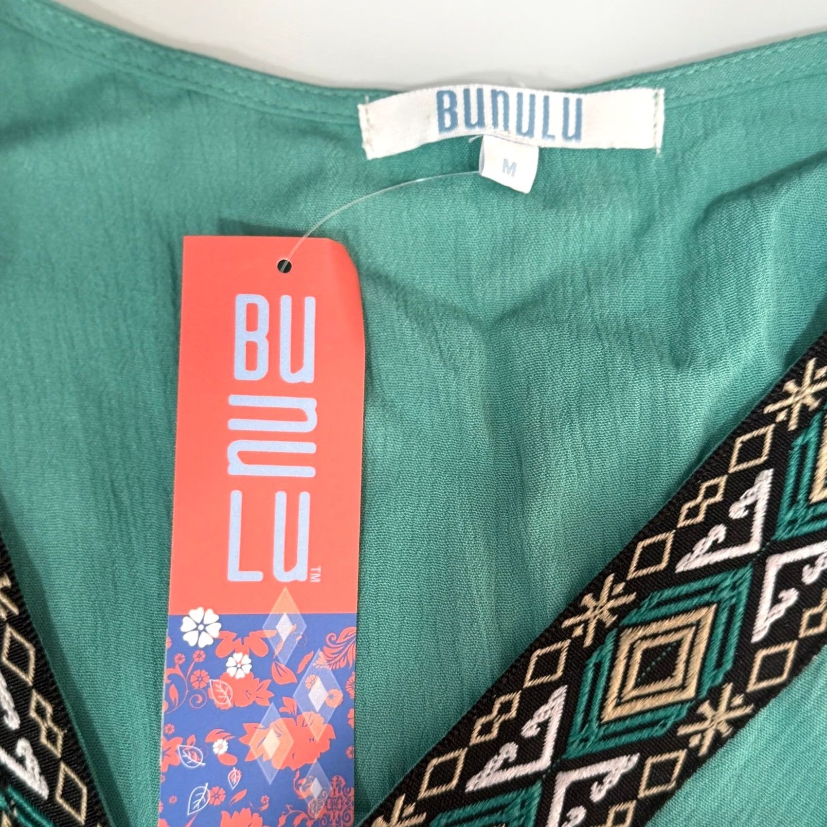 Vintage Bunulu Womens M Sleeveless Top Geometric Embroidered Boho Festival Size M / US 6-8 / IT 42-44 - 5 Thumbnail