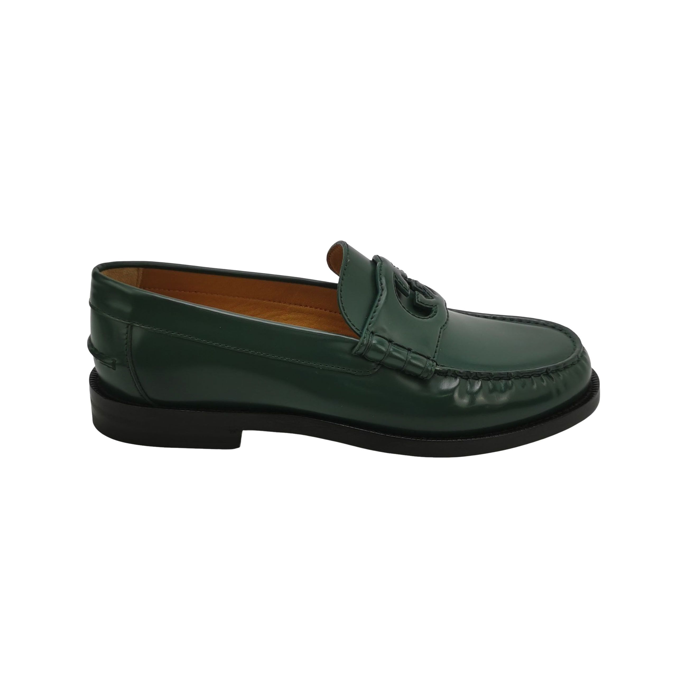 Gucci Gucci Interlocking G Green Leather Loafers 39.5 Size US 6 / EU 39 - 1 Thumbnail