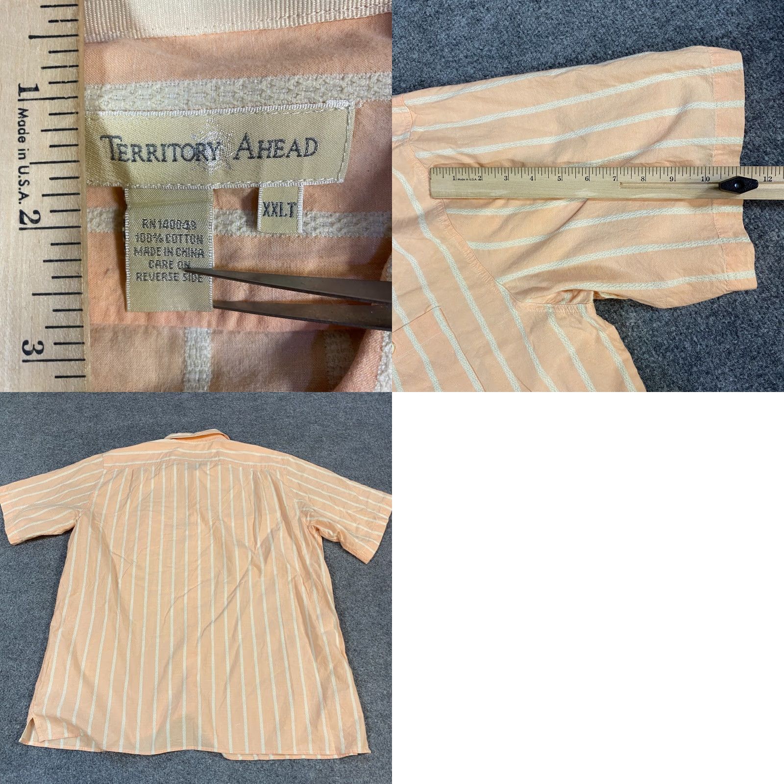 The Territory Ahead Territory Ahead Shirt 2XLT Orange Striped Short Sleeve 100% Cotton Size US XXL / EU 58 / 5 - 8 Thumbnail