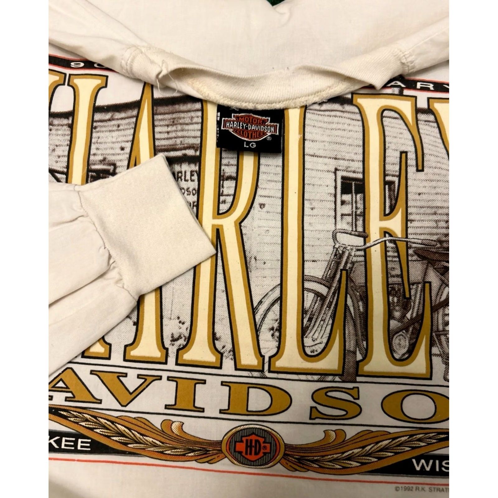 Harley Davidson VINTAGE Harley-Davidson 1992 VTG Longsleeve Shirt Mens Size L White 90s Grunge Motorcycle Punk Biker Hip Hop Men Size US L / EU 52-54 / 3 - 3 Thumbnail