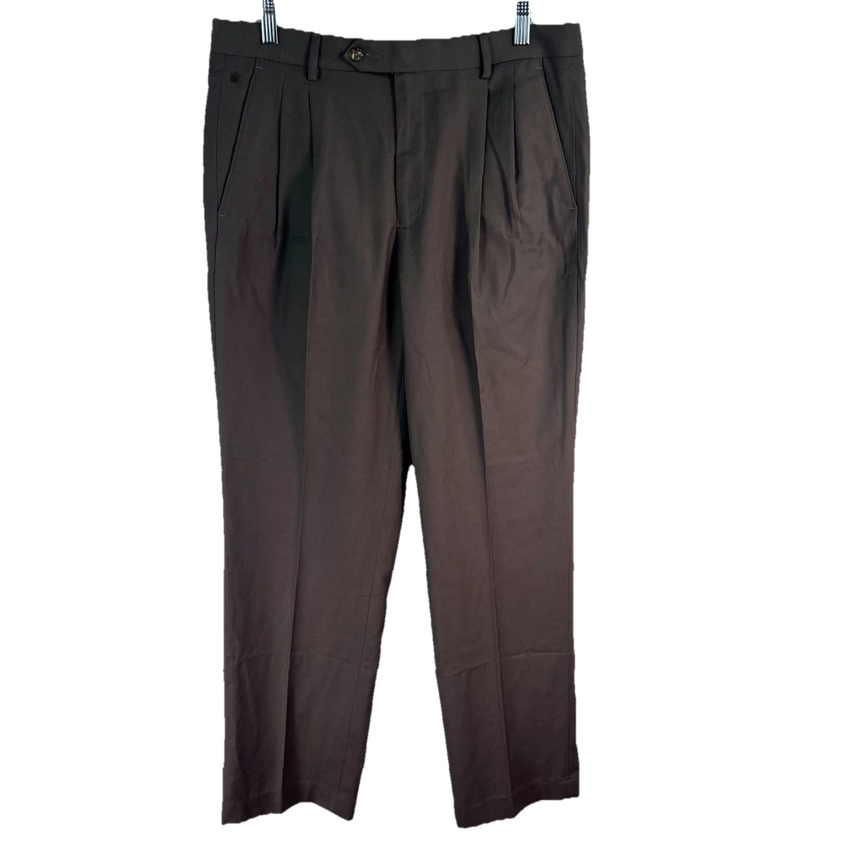 Vintage Louis Philippe Pants Men's Dress Pants Slim Ultra Fit 34 Gray Solid Zip Flat Front Inseam 30 Size US 34 / EU 50 - 2 Thumbnail