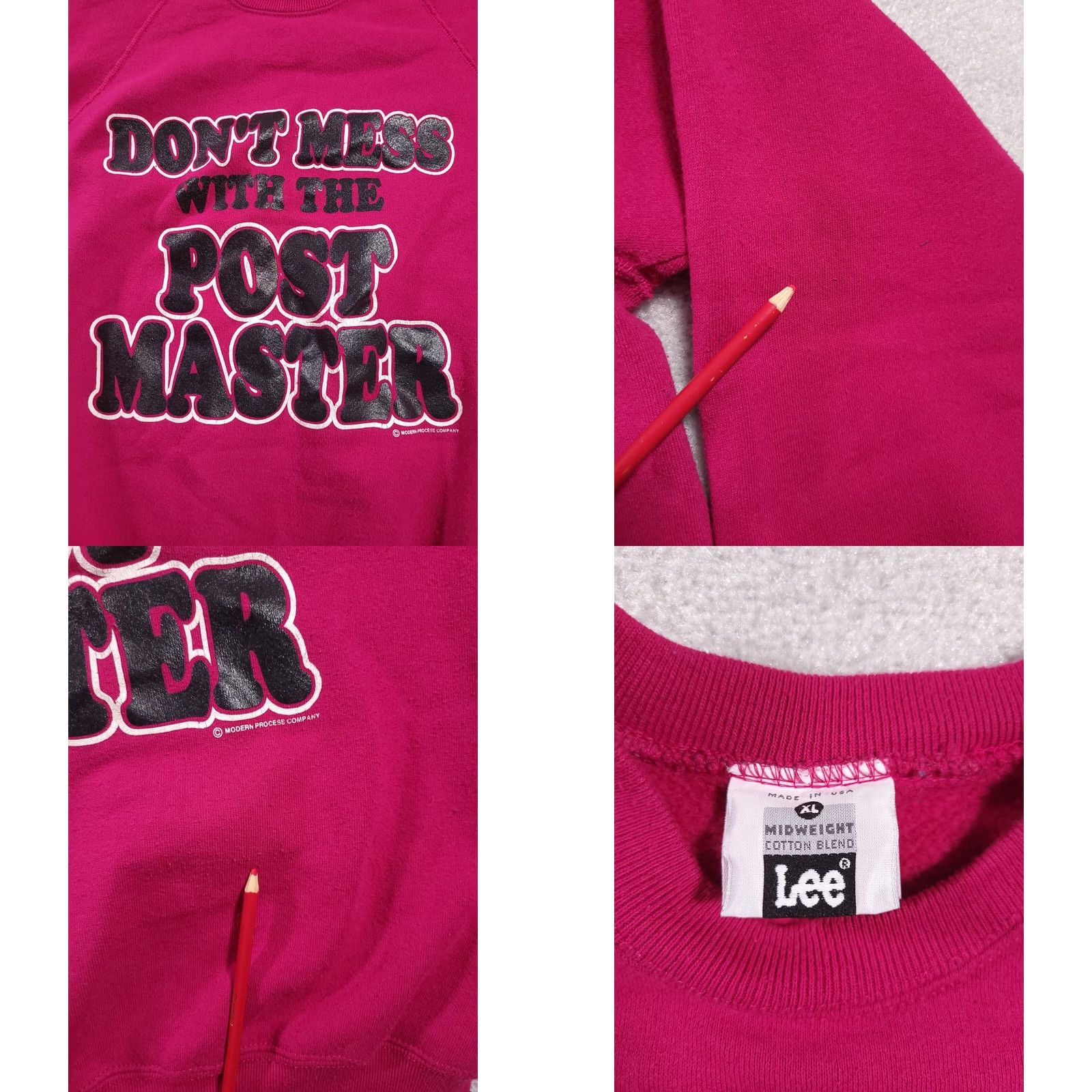Lee VINTAGE Lee Sport Graphic Print Crewneck Sweatshirt Mens XL Dont Mess Postmaster Shirt Pullover Magenta Logo USA 90s Mens Body Size US XL / EU 56 / 4 - 8 Thumbnail