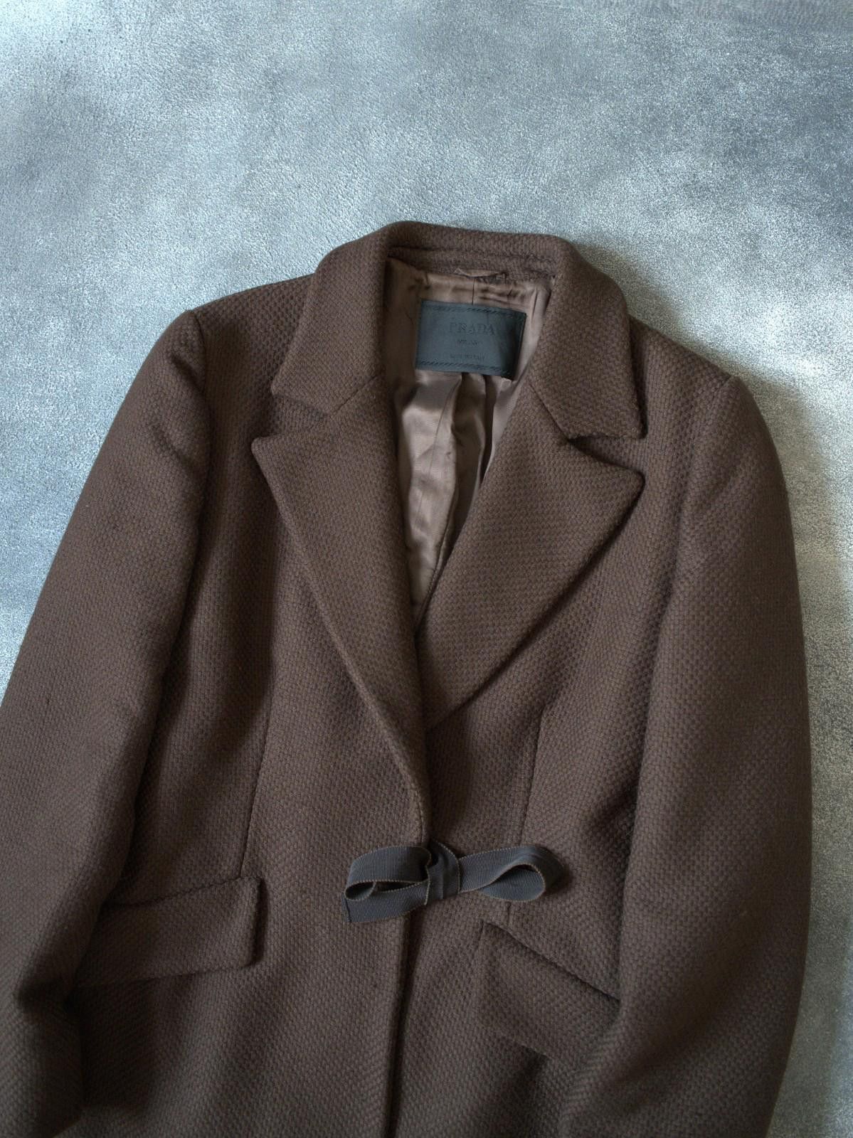 Prada F/W 2000 Prada RUNWAY Chocholate Wool Laces Bow Coat Size M / US 6-8 / IT 42-44 - 9 Thumbnail