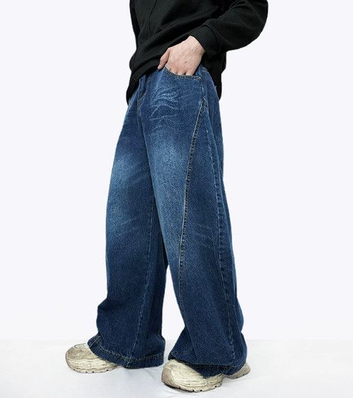 Jean American retro washed distressed trendy curved jeans Size US 32 / EU 48 - 1 Thumbnail