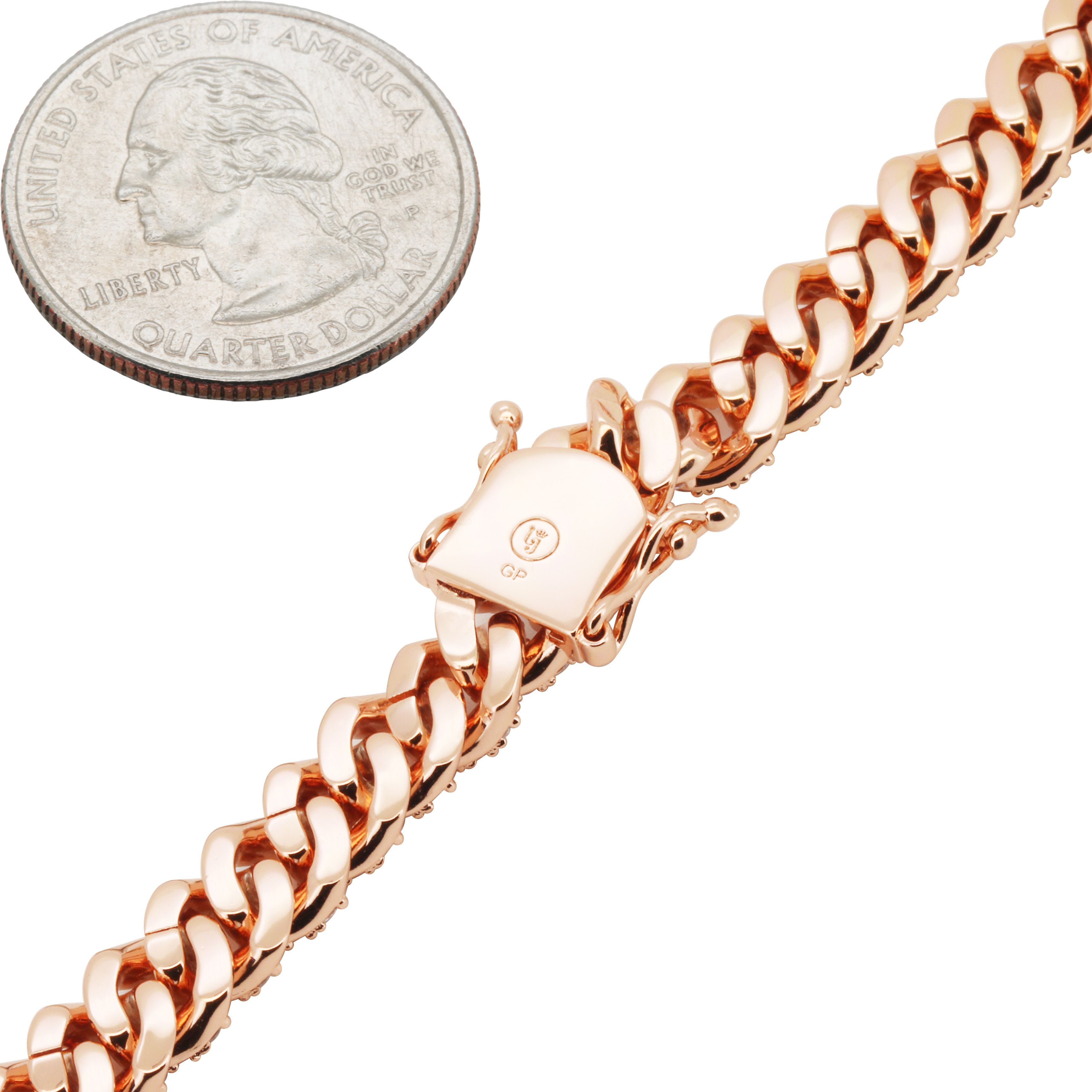 Other 14k Rose Gold Plated AAA CZ 8mm Cuban Chain Necklace 24” Size ONE SIZE - 4 Thumbnail