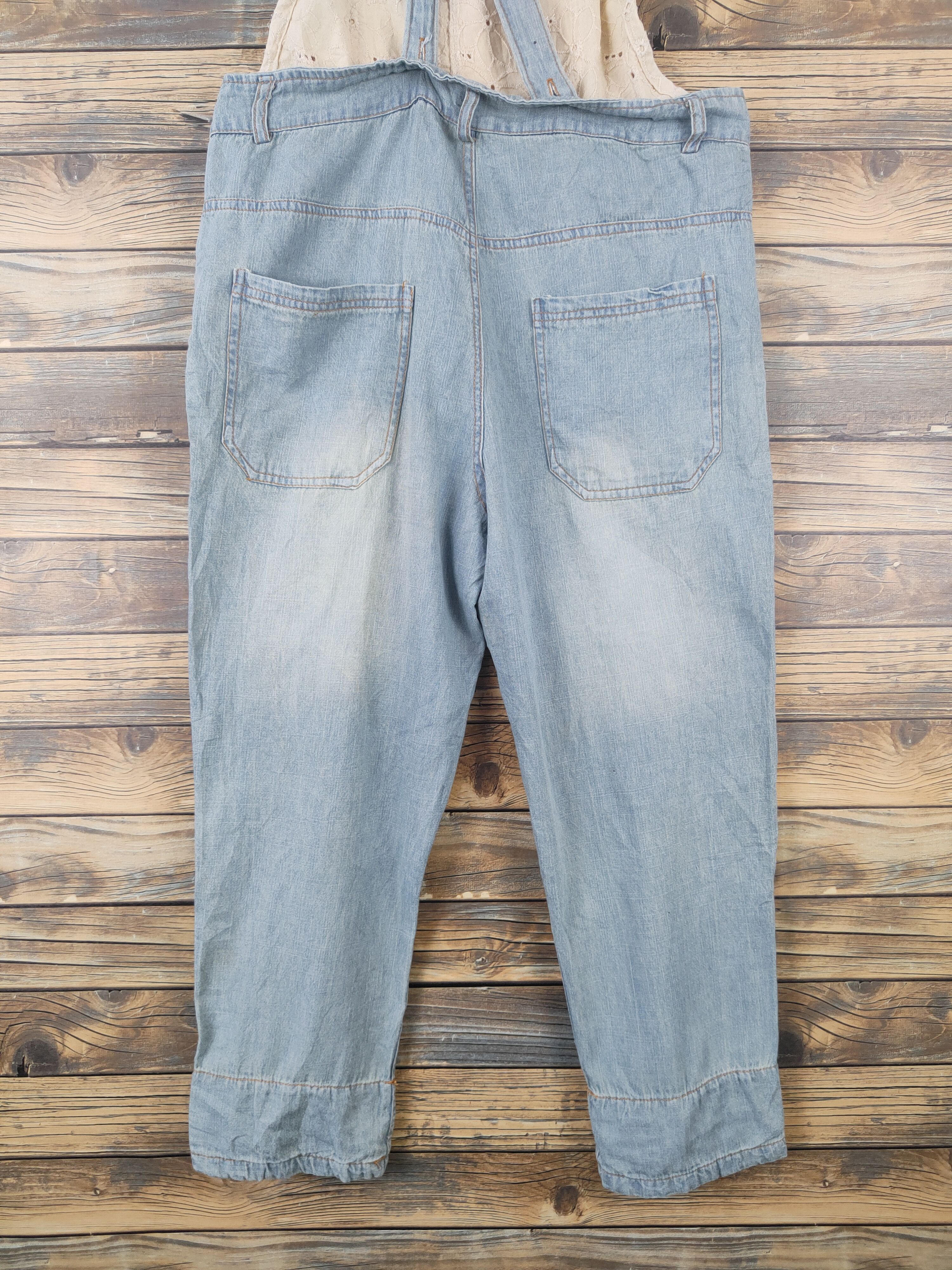 Japanese Brand × Vintage Retro Design 💥 R.F.V Light Blue Soft Denim Jumpsuits Size 33" - 12 Thumbnail