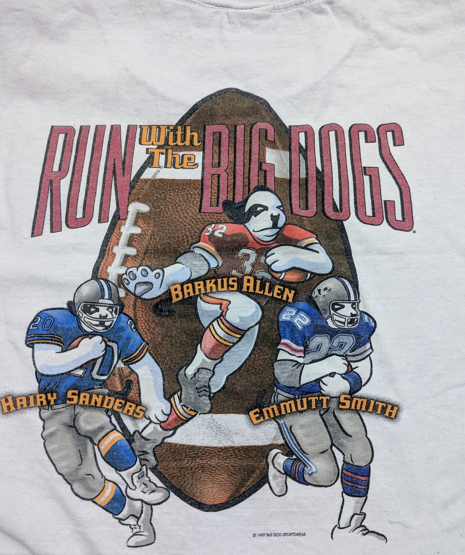 NFL Vintage 1993 NFL “Run With The Big Dogs” T-Shirt Size US XL / EU 56 / 4 - 1 Thumbnail