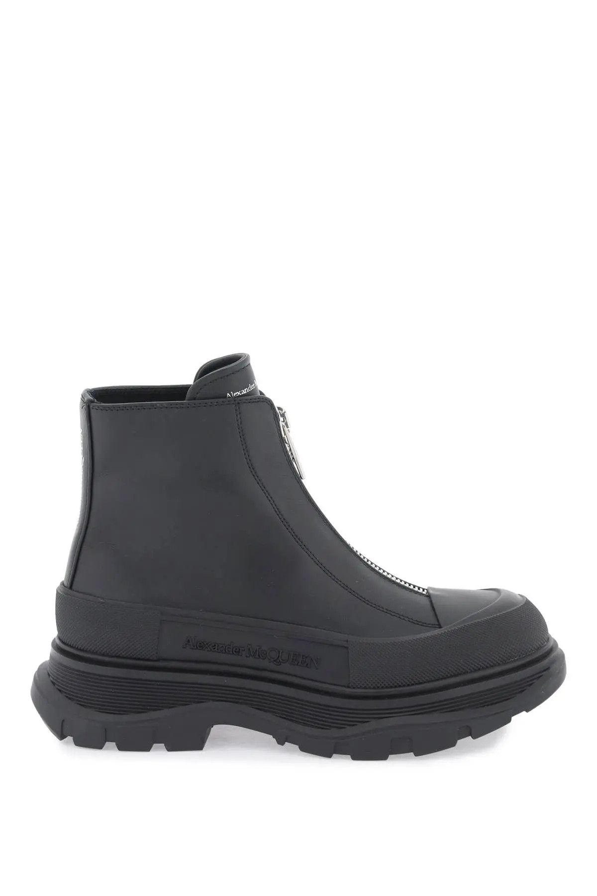 image of Alexander Mcqueen O1S22I1N1223 Zip Tread Slick Ankle Boots In Black, Women's (Size 8)