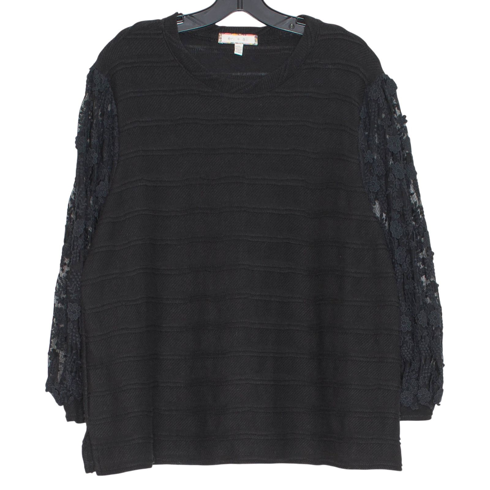 Other Eri + Ali Sweater Black Lace Floral Balloon Sleeve M Boho Size M / US 6-8 / IT 42-44 - 1 Thumbnail