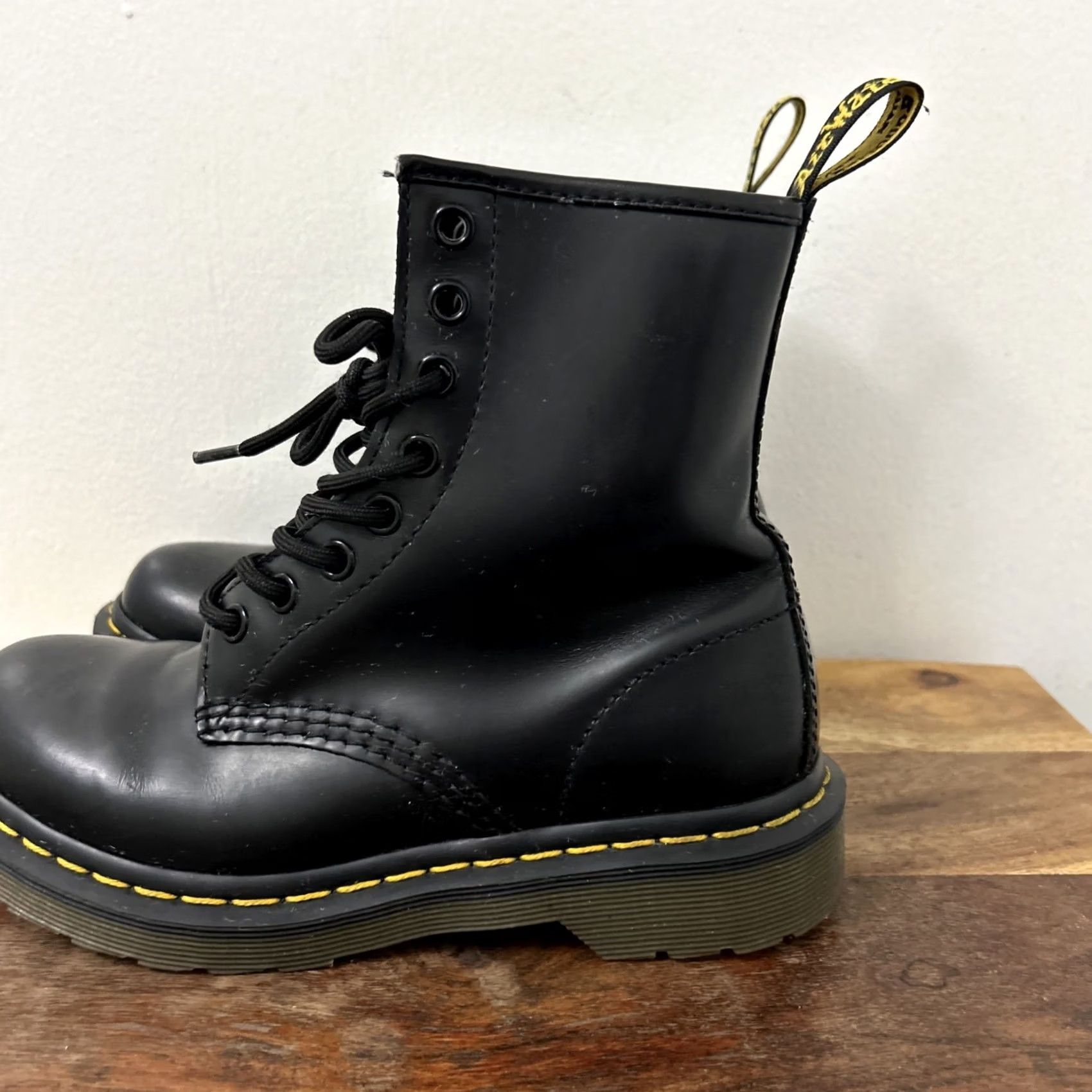 Dr. Martens Dr. Martens 1460 Boots Womens Size 5 Black Smooth Leather 8 Hole Lace Up Combat Style Mens Womens Genders Size US 5.5 / IT 35.5 - 5 Thumbnail