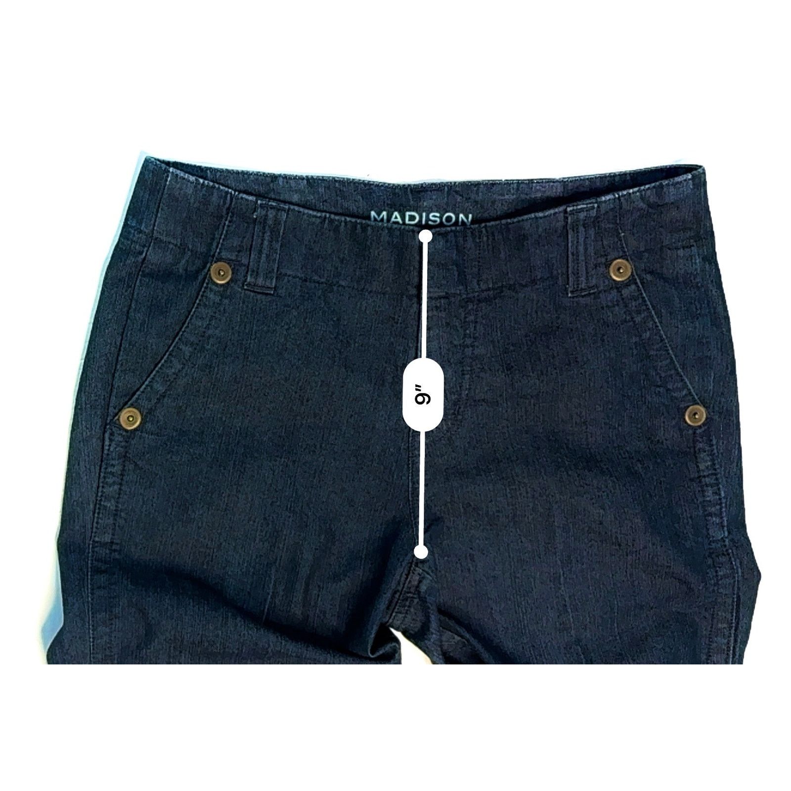 Madison Madison Stretch Wide Leg Large Studded Dark Blue Jeans 6 Size 28" / US 6 / IT 42 - 6 Thumbnail