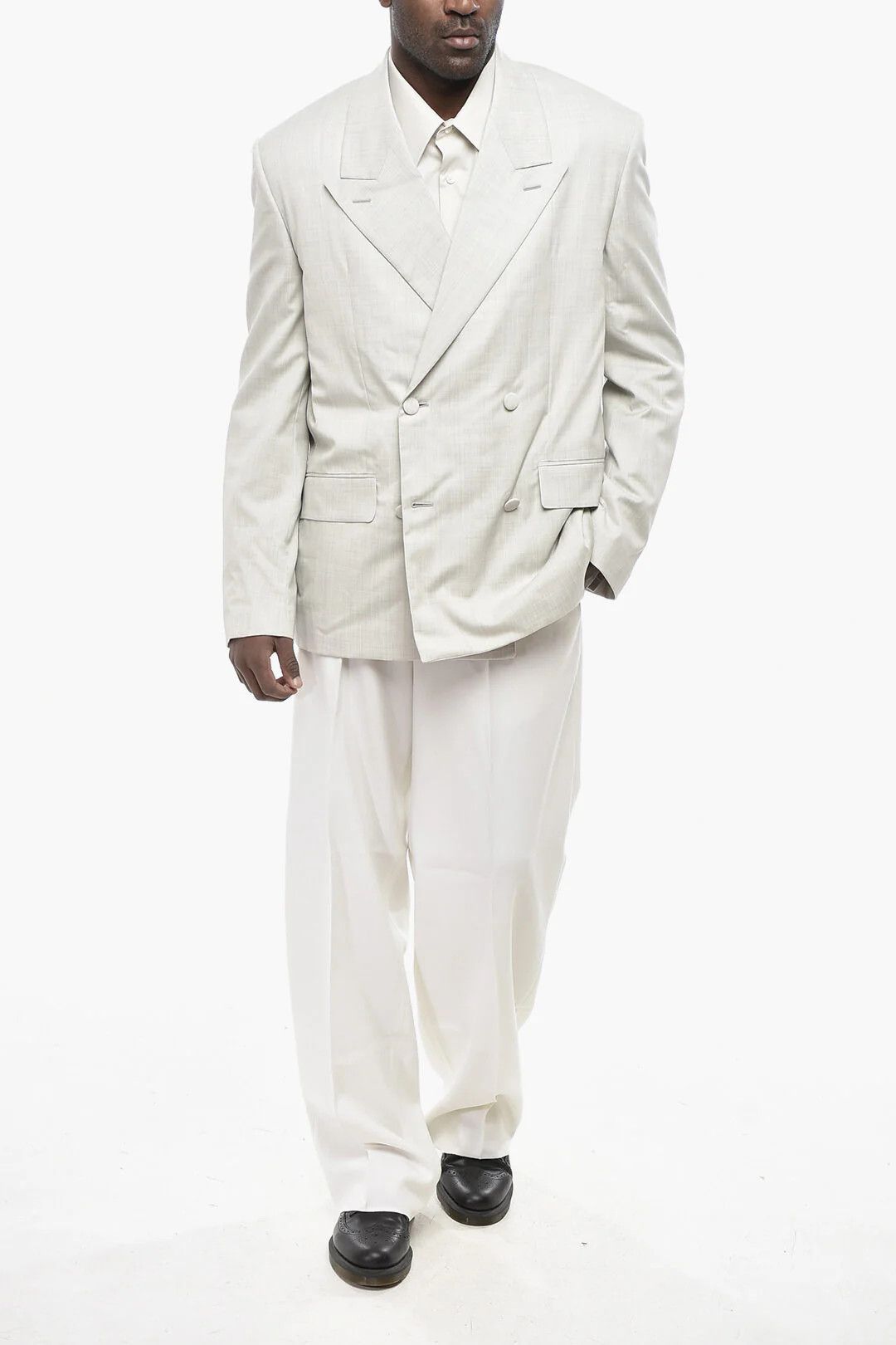 Givenchy og1mm0326 Oversized Double-Breasted Blazer in Grey Size US S / EU 44-46 / 1 - 4 Thumbnail