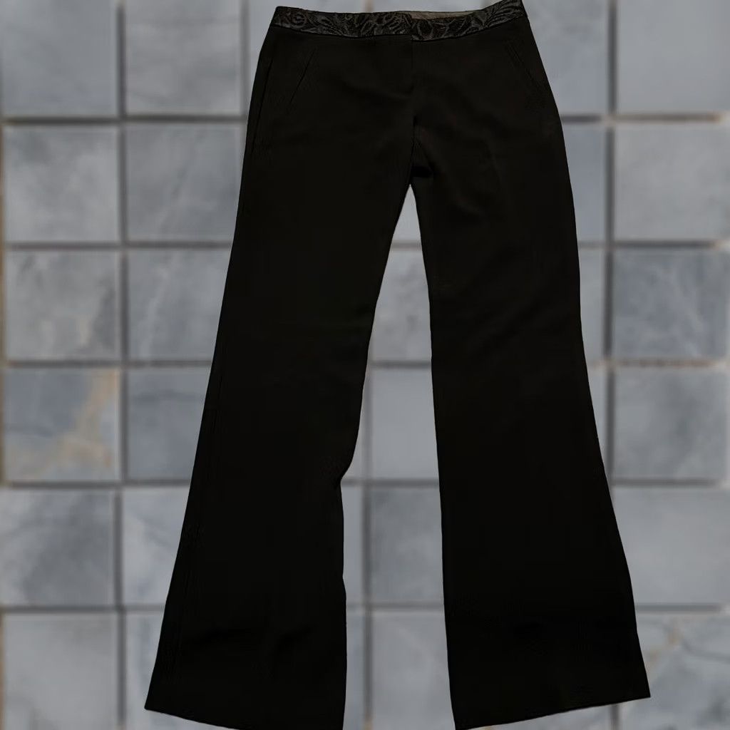 Trina Turk Trina Turk Pants Womens 6 Black 32x33.5 Straight Dress Work Floral Waist Pants Dress Women 6 Black Size 28" / US 6 / IT 42 - 1 Thumbnail