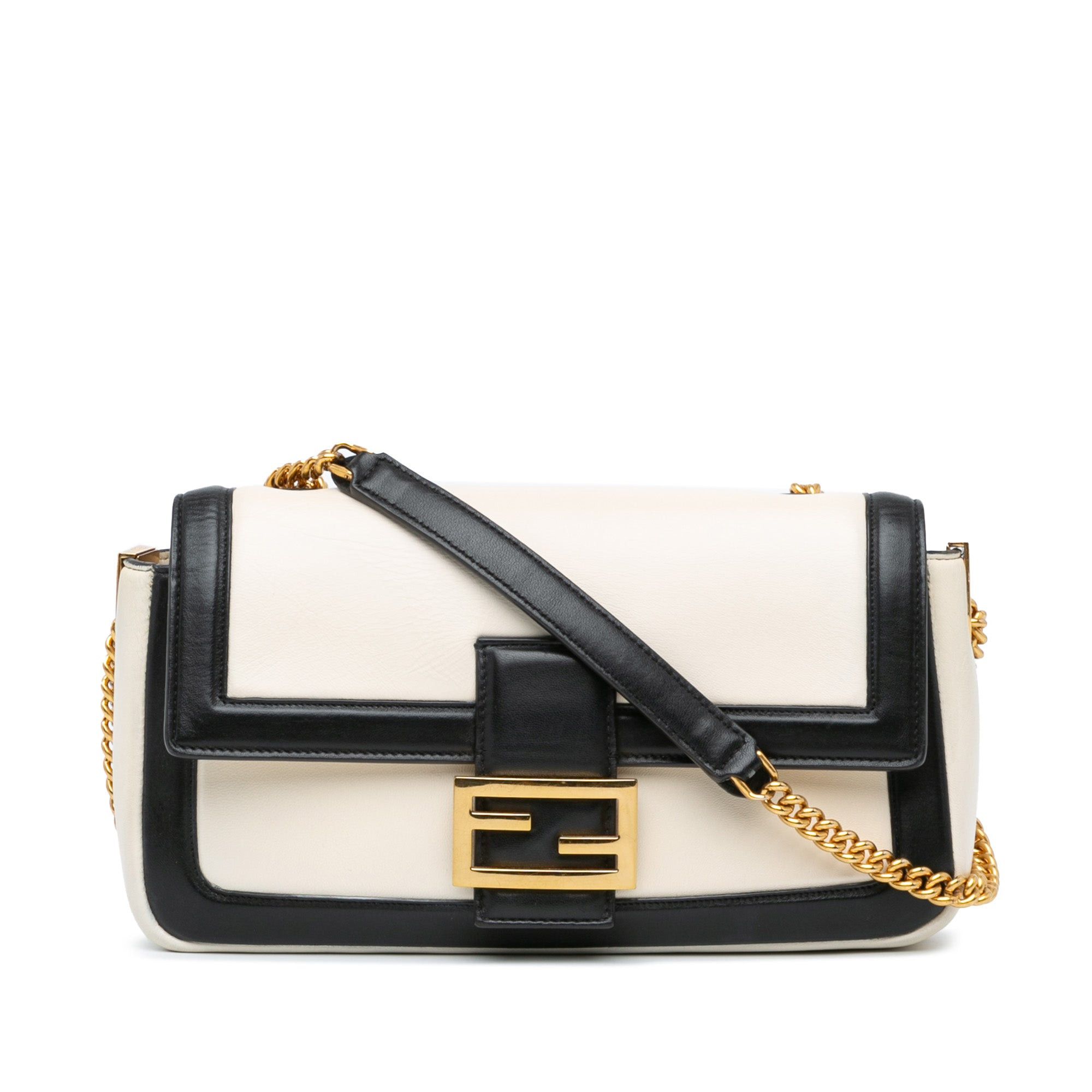 Fendi Fendi Bicolor Leather Chain Baguette White Size ONE SIZE - 1 Thumbnail