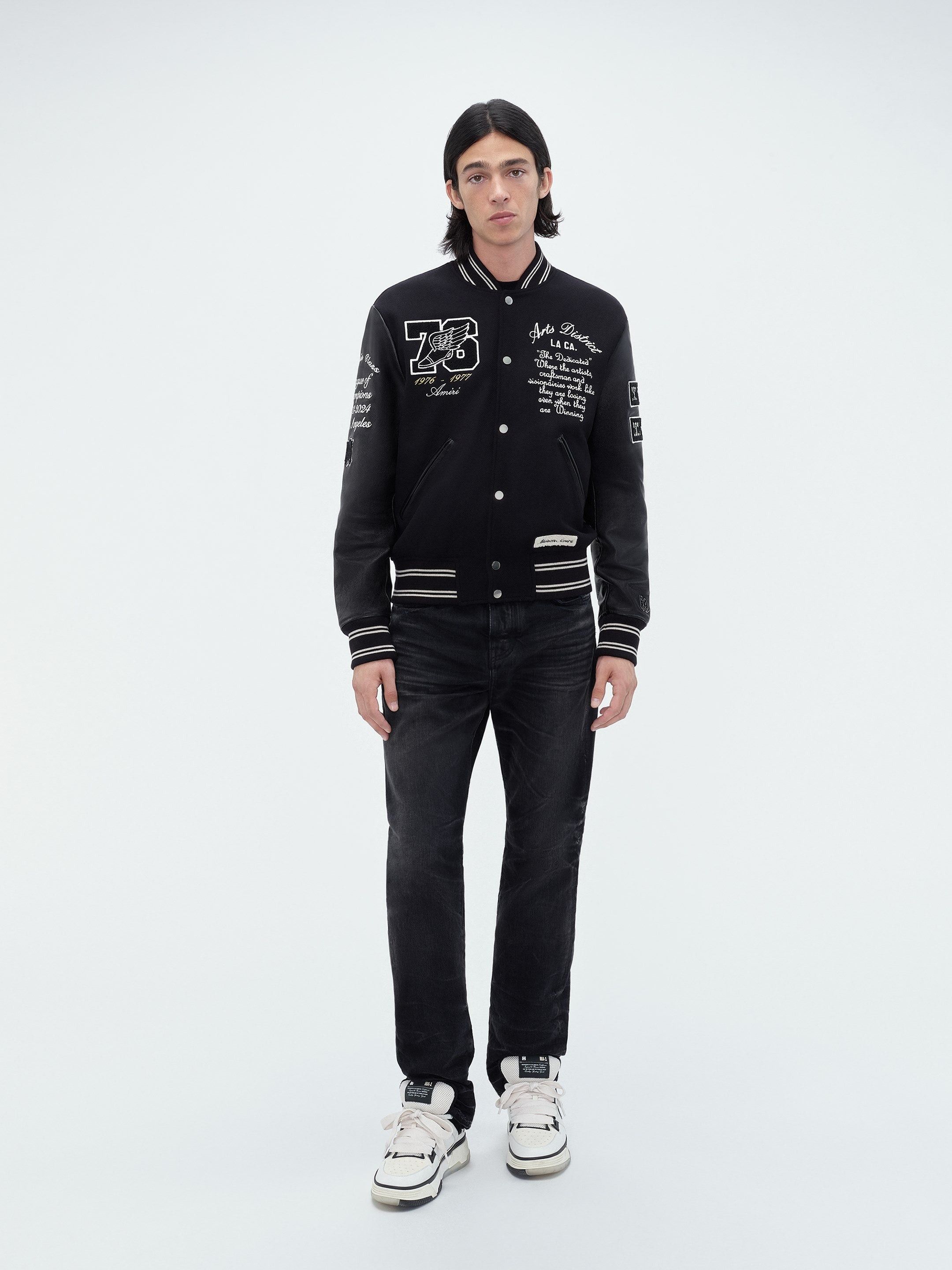 Amiri oc11z0225 Eagle Varsity Bomber Jacket in Black Size US L / EU 52-54 / 3 - 3 Thumbnail