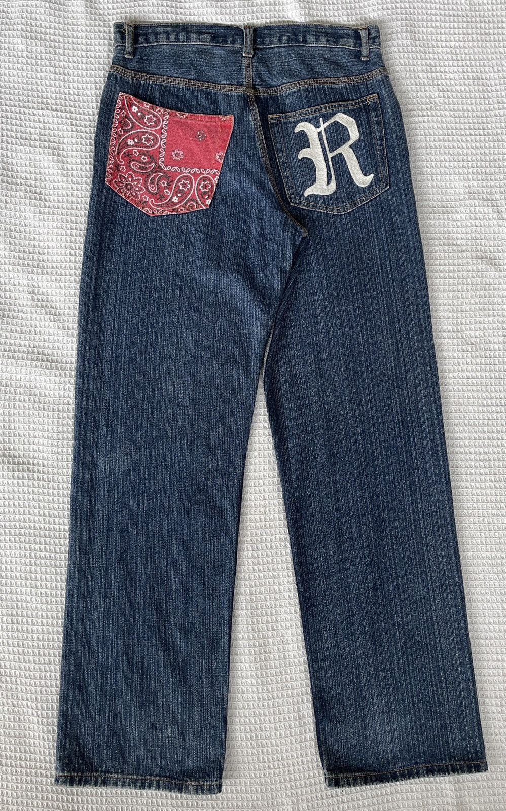 REVOLVE Vintage🔥REVOLVER🔥Embroidery Patchwork Bandanna Pocket Jeans Size US 32 / EU 48 - 1 Thumbnail