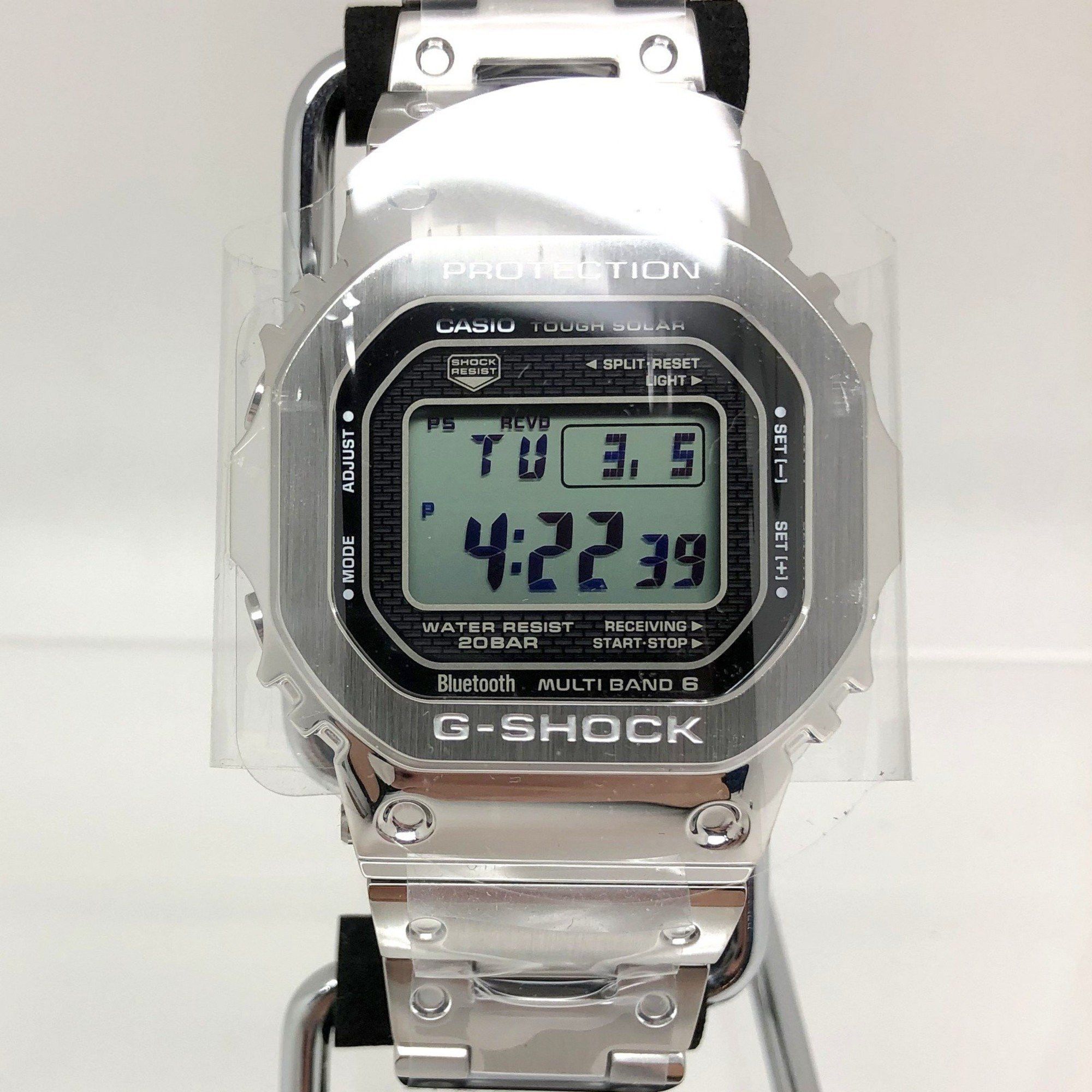 image of Casio G-Shock Watch Gmw-B5000D-1Jf Origin Digital Square Face Radio Solar Tough Full Metal Silver S