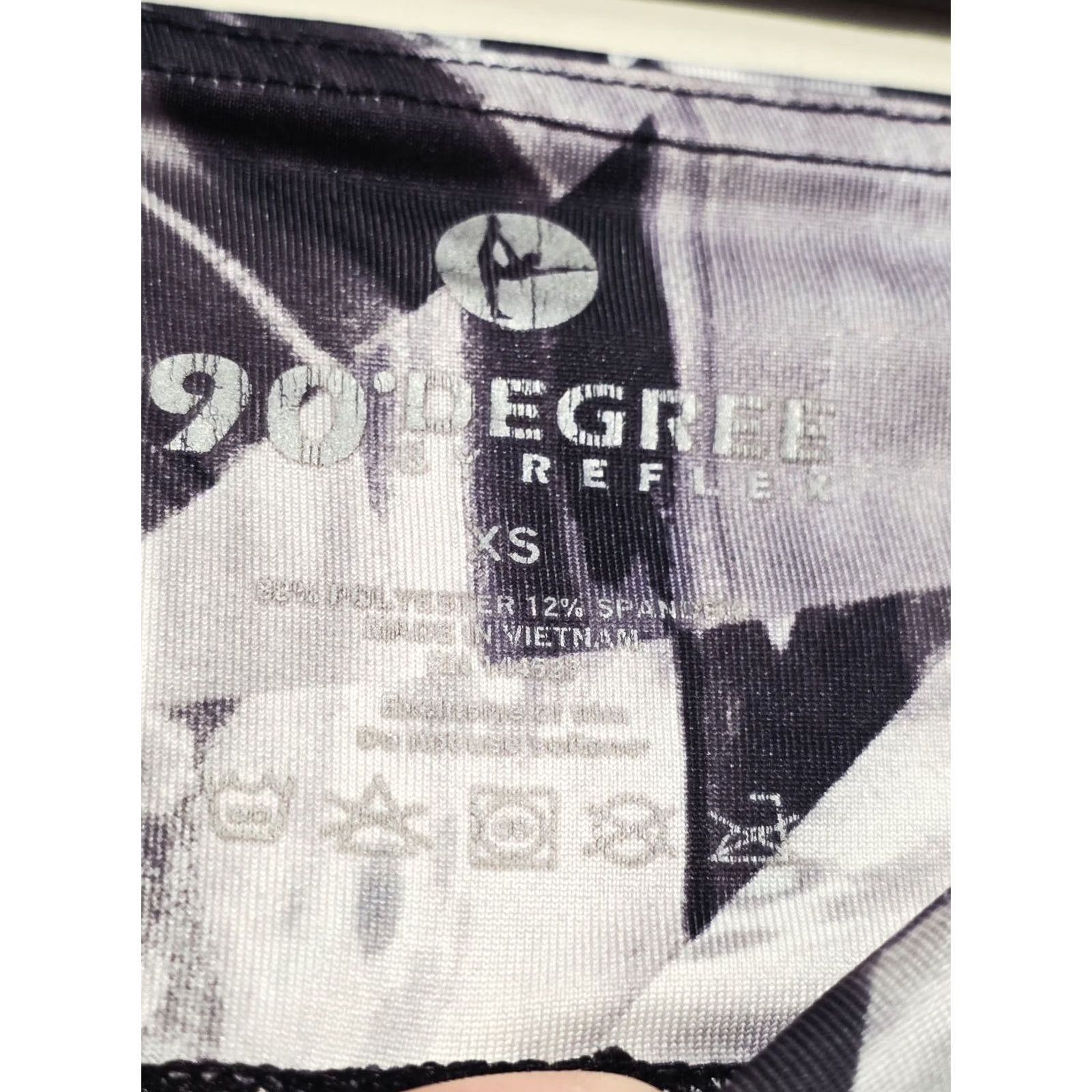 Vintage Reflex 90 Degree Women's Leggings Yoga Pants XS White Geometric Pattern Spandex Polyester Ankle Skinny Size 26" / US 2 / IT 38 - 3 Thumbnail