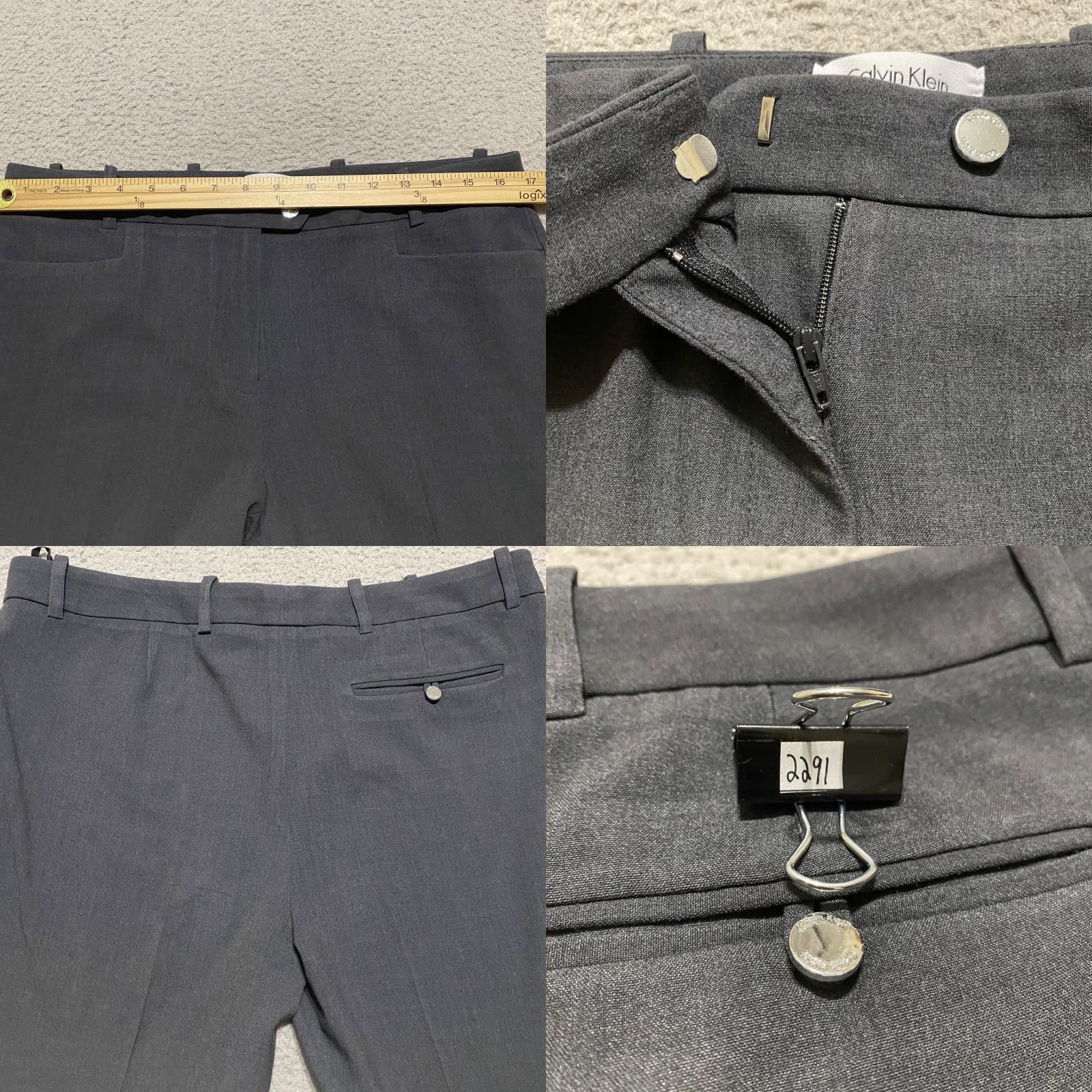Calvin Klein Calvin Klein Womens Dress Pants Gray Straight High Rise 10 Business Casual Formal Womens Size 32" / US 10 / IT 46 - 8 Thumbnail