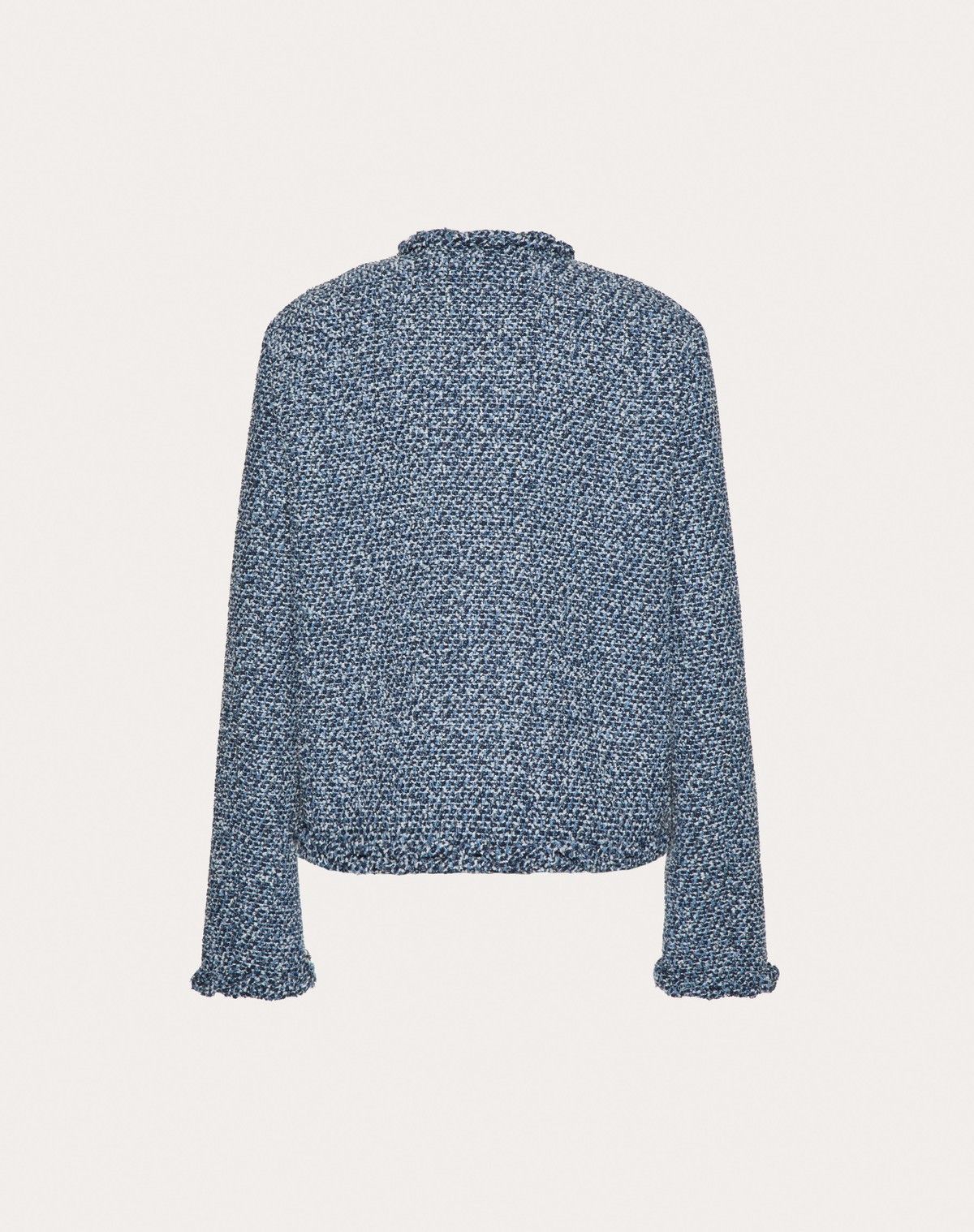Valentino o1s1wg110525 Textured Tweed Denim Jacket in Blue Size M / US 6-8 / IT 42-44 - 2 Thumbnail