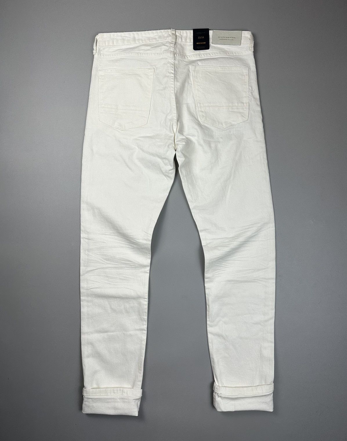 Scotch & Soda Scotch&Soda White solid Jeans Tapered Fit Large Size US 33 - 2 Thumbnail