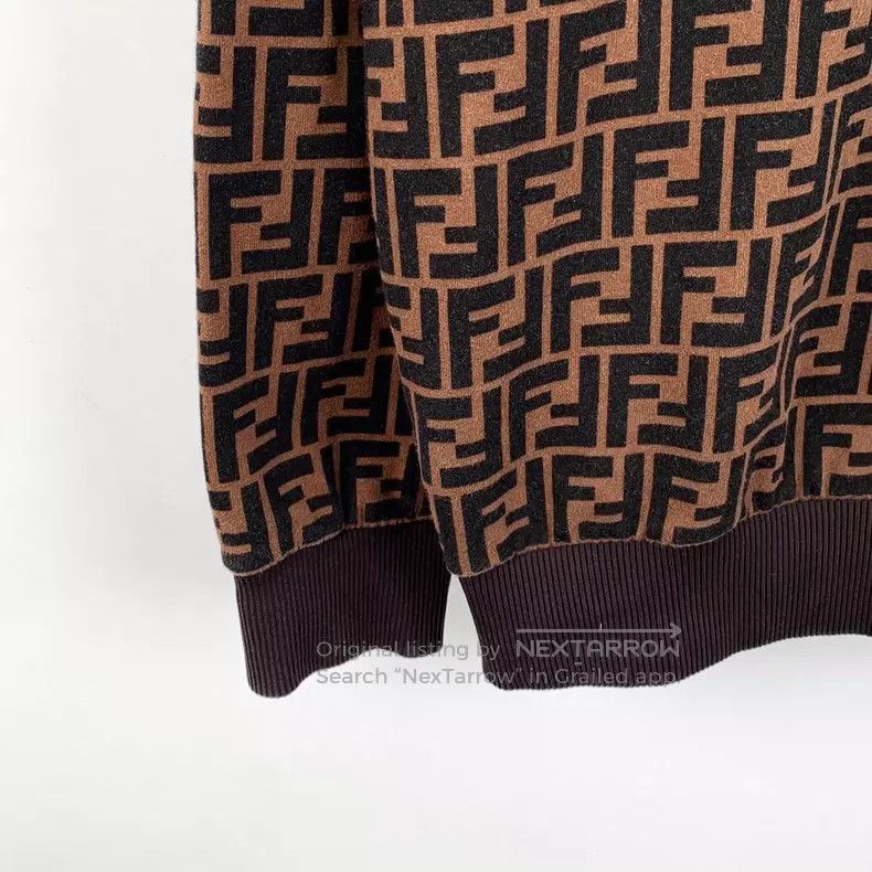 Fendi Fendi Dark Brown Logo Letter Full-Print Cotton Hooded Draw Size US L / EU 52-54 / 3 - 4 Thumbnail