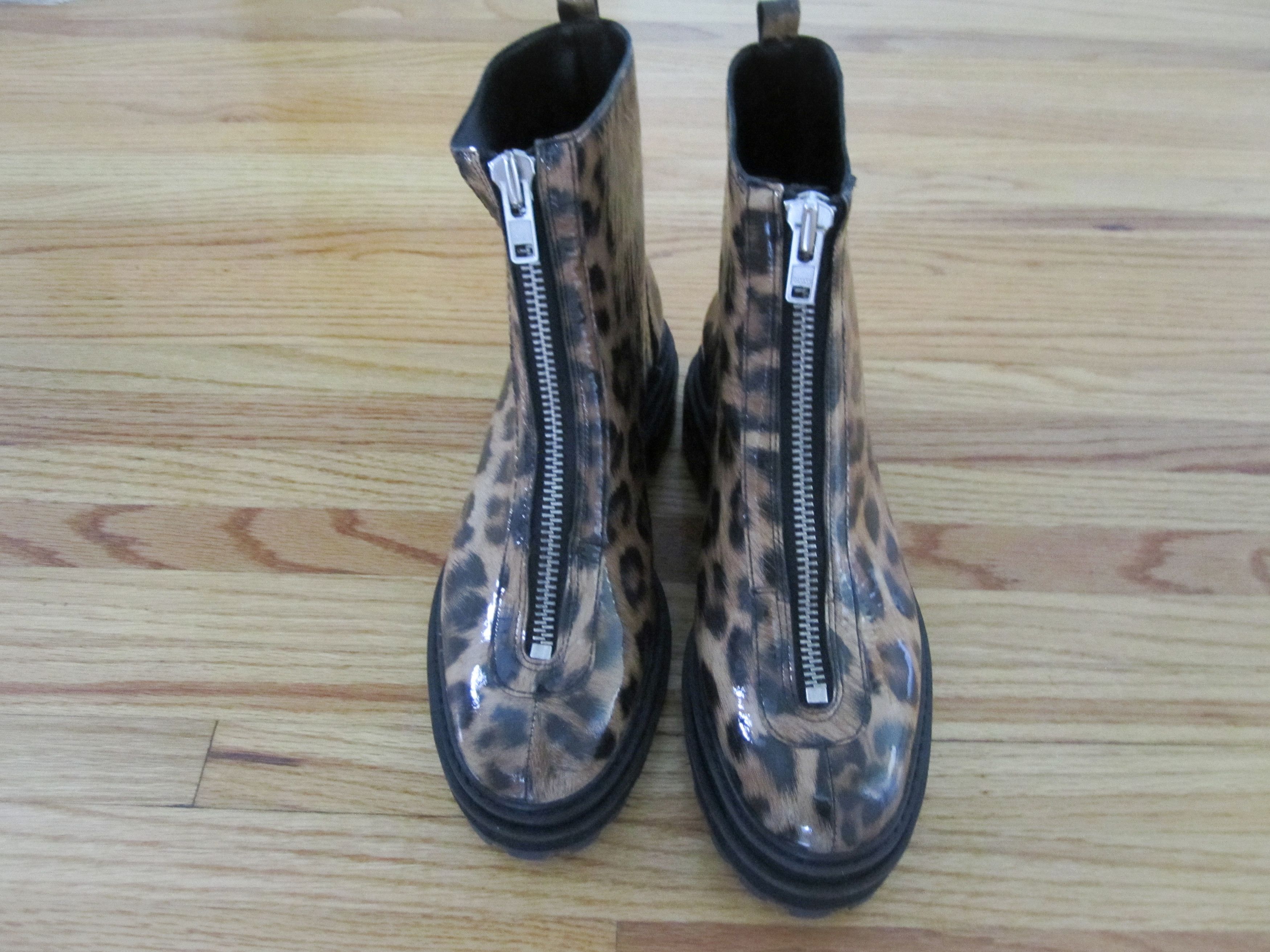 SCHUTZ SCHUTZ Maryele Leopard Patent Leather Combat Boots Size US 9 / IT 39 - 3 Thumbnail