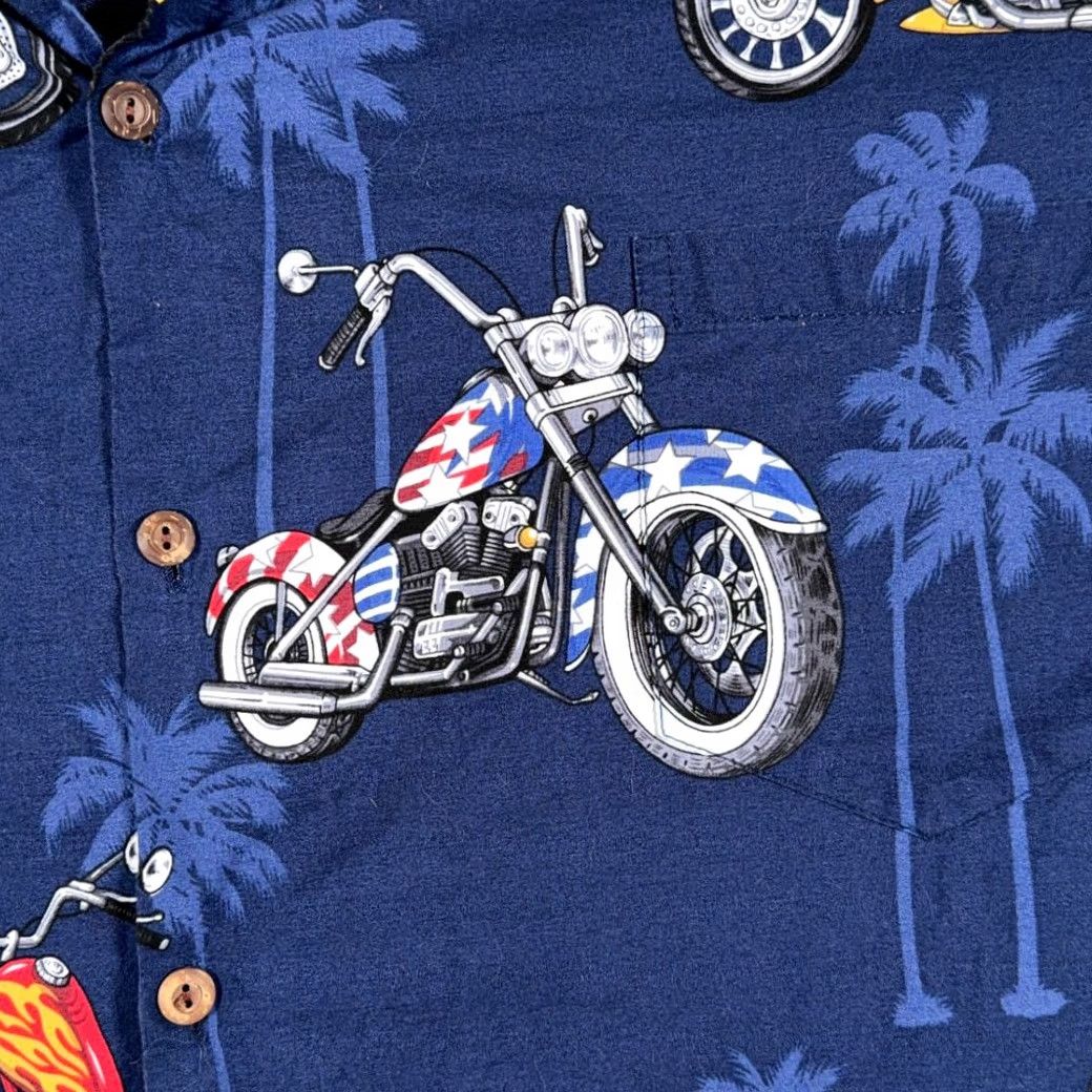 Vintage VINTAGE Pacific Legend Hawaiian Shirt Mens 2XL Blue Motorcycle USA 90s Shirt Size US XXL / EU 58 / 5 - 6 Thumbnail