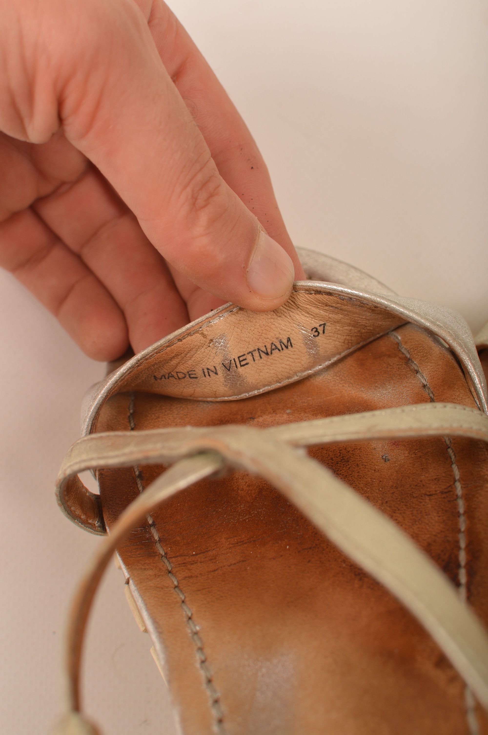 Prada × Vintage Prada Vintage Pratform Cork Silver Strappy Sandals Size US 7 / IT 37 - 9 Thumbnail
