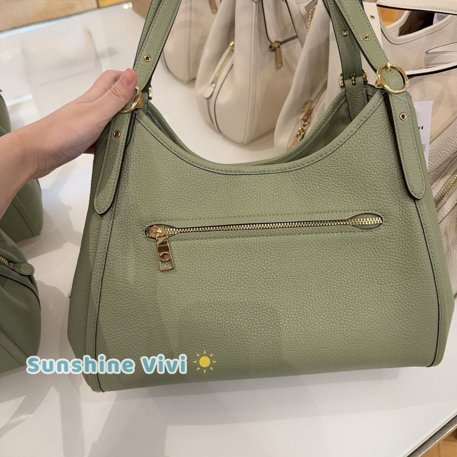 Coach NWT Coach Erin Shoulder Bag Leather CAQ86 Gold/Pistachio Size ONE SIZE - 3 Thumbnail