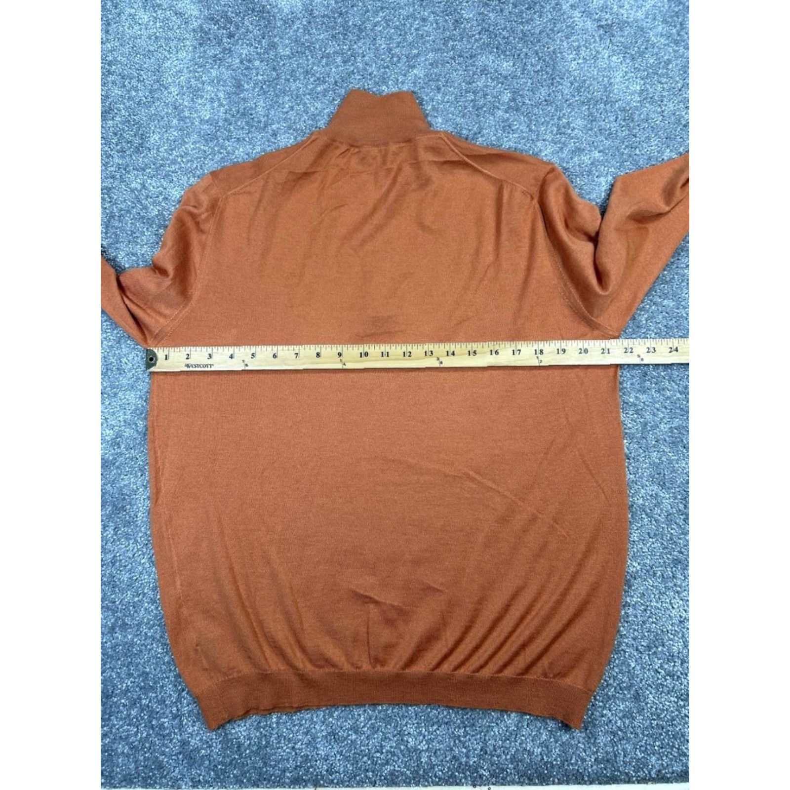 Vintage Manrico Sweater Mens Large Orange Cashmere Silk Knit Quarter Zip Size US L / EU 52-54 / 3 - 6 Thumbnail