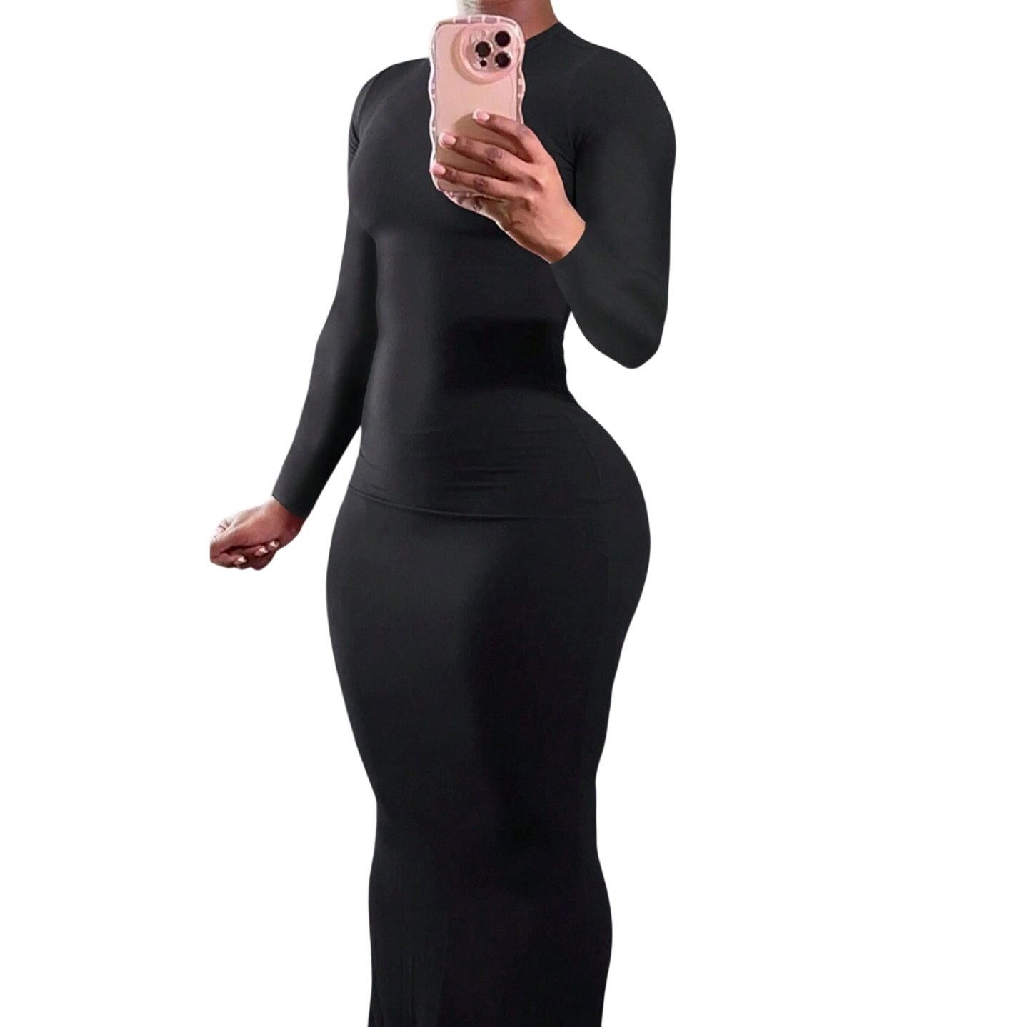 Shein Long Sleeve Bodycon Dress in Black, Size XS Size XS / US 0-2 / IT 36-38 - 2 Thumbnail