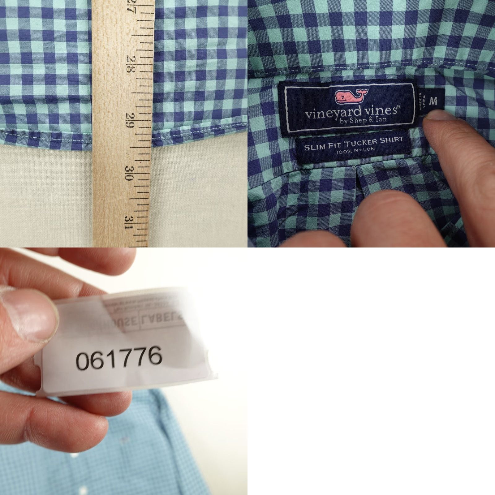 Vineyard Vines Vineyard Vines Shirt Men's Medium Blue Gingham Slim Fit Long Sleeve Nylon Button-Down Size US M / EU 48-50 / 2 - 8 Thumbnail