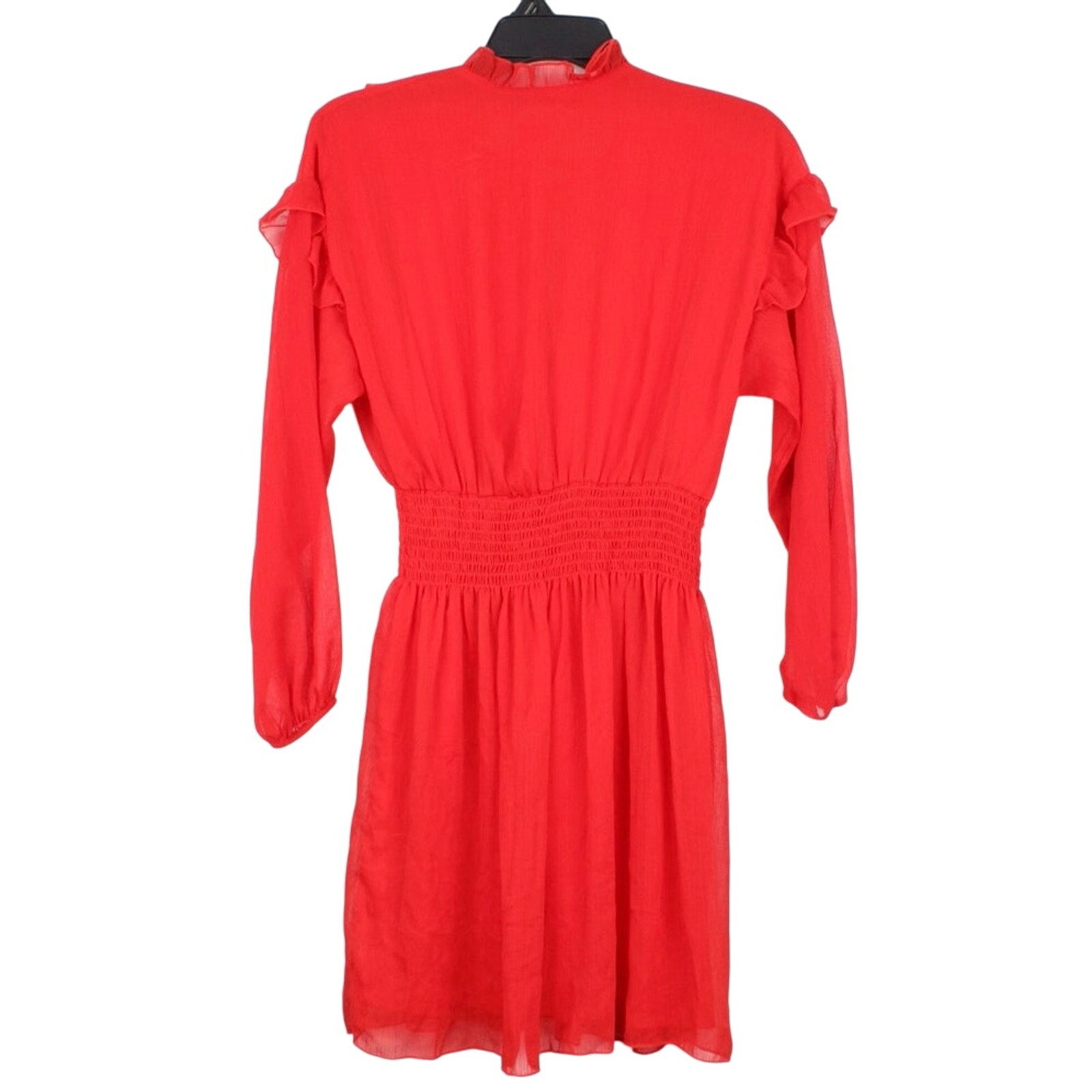 Zara Zara Red Ruffle Chiffon Lined Dress Size S / US 4 / IT 40 - 4 Thumbnail