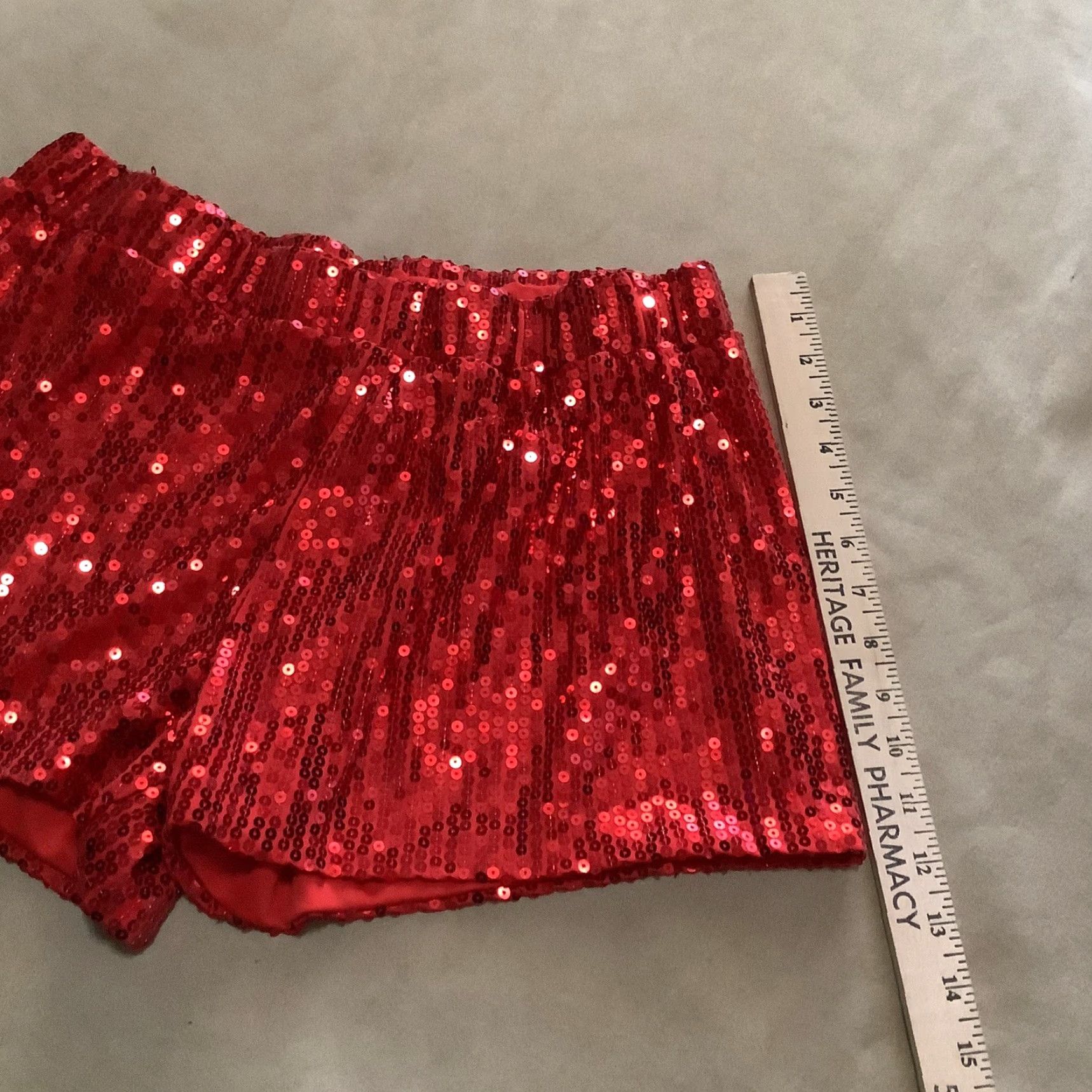 ESPIRIT Spirit Halloween Red Glitter Sequins Women's PL Short Shorts Halloween Costume Glitter Sequins Womens PL Red Spirit Size 36" / US 14 / IT 50 - 2 Thumbnail