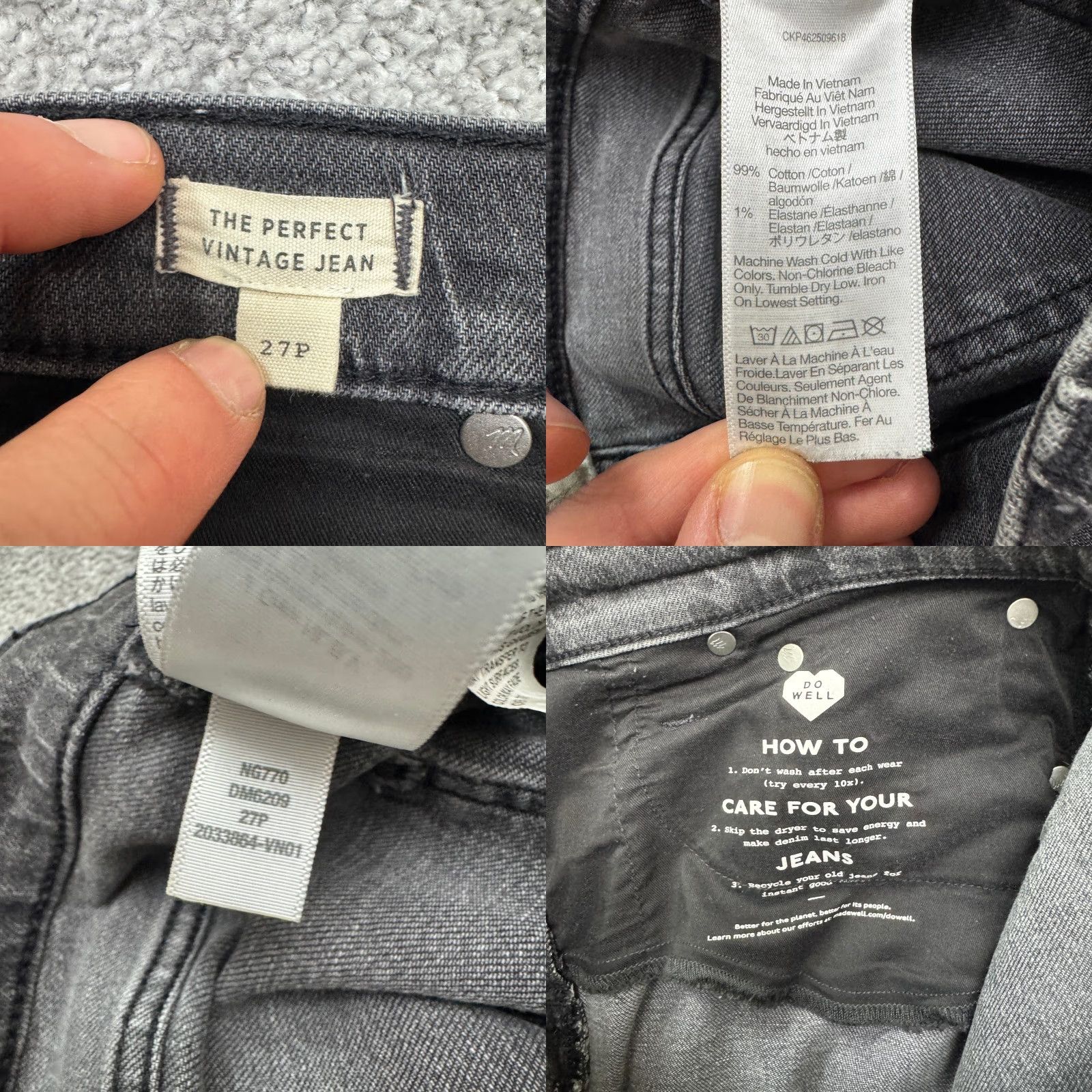 Madewell VINTAGE Madewell Women's Jeans Pants 27P Black Slim Fit Straight Denim Fall Winter Streetwear Size 27" / US 4 / IT 40 - 8 Thumbnail
