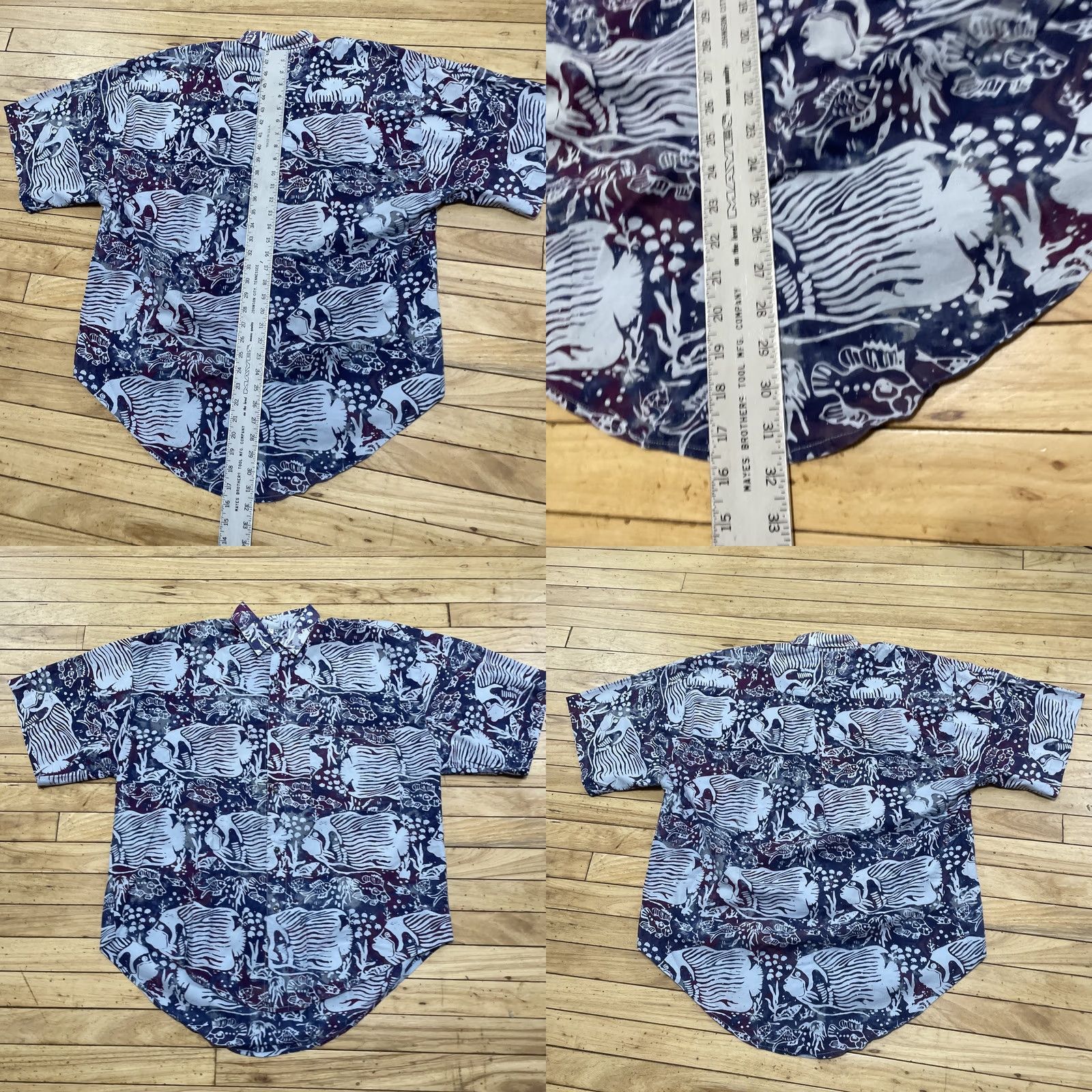 Vintage Java Lava Go With Flow Vintage 90s Fish Print Shirt Men L Blue Oversized Button-Up Casual Shirts Size US L / EU 52-54 / 3 - 8 Thumbnail