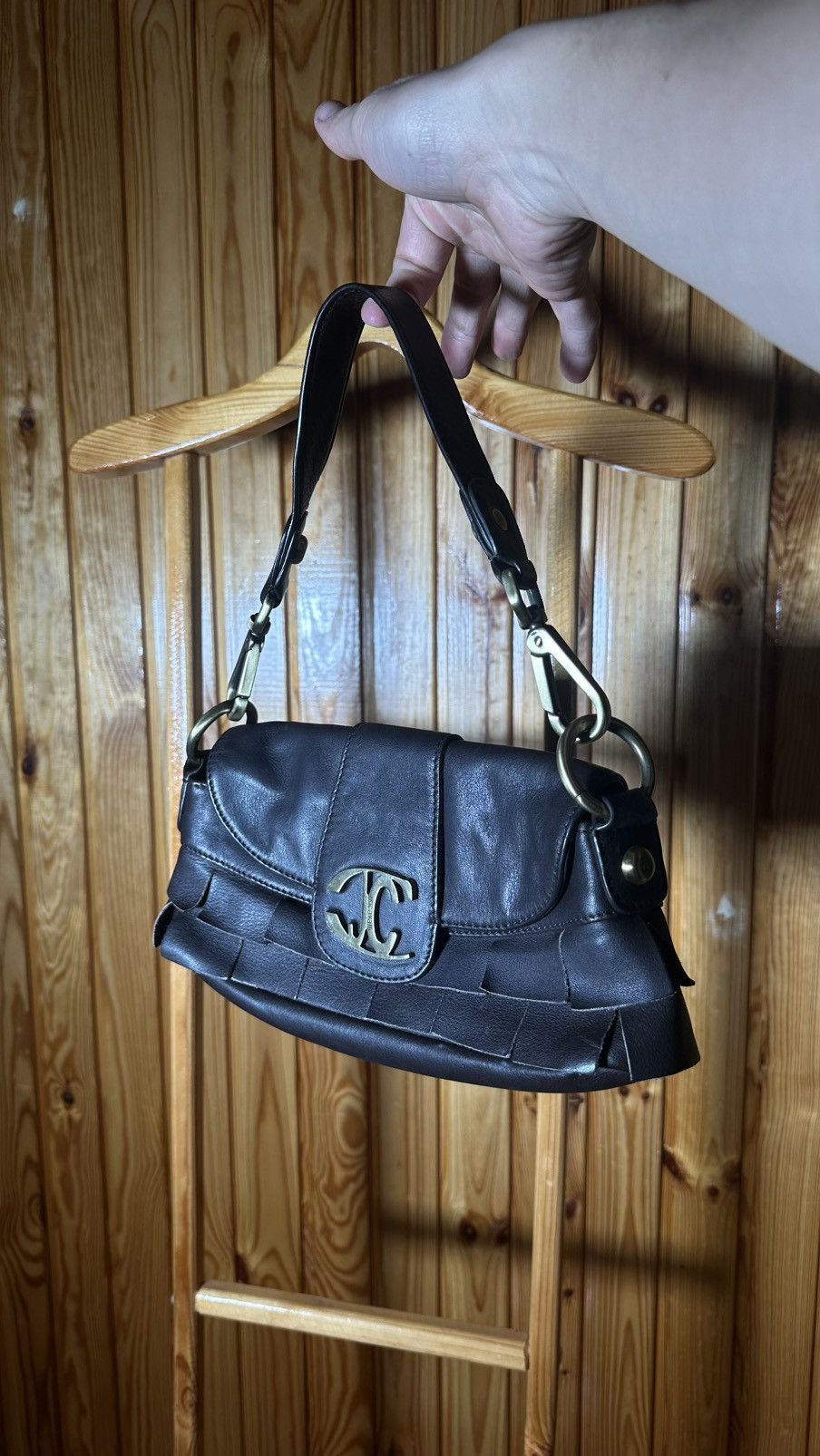 Just Cavalli × Vintage Vintage Just Cavalli Y2K brown l Laether Purse Shoulder Bag❤️ Size ONE SIZE - 14 Thumbnail